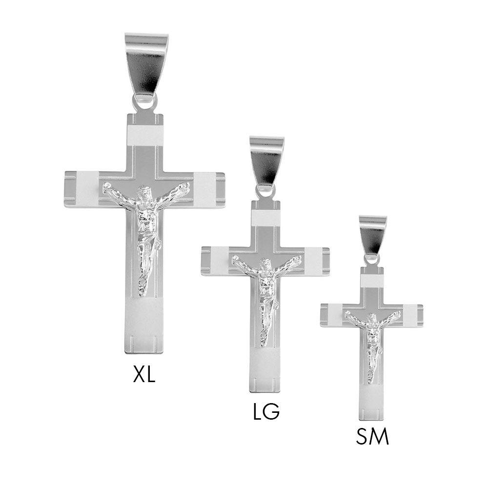 Silver 925 High Polished Border Cross Matte Finish Pendant - BSP00003