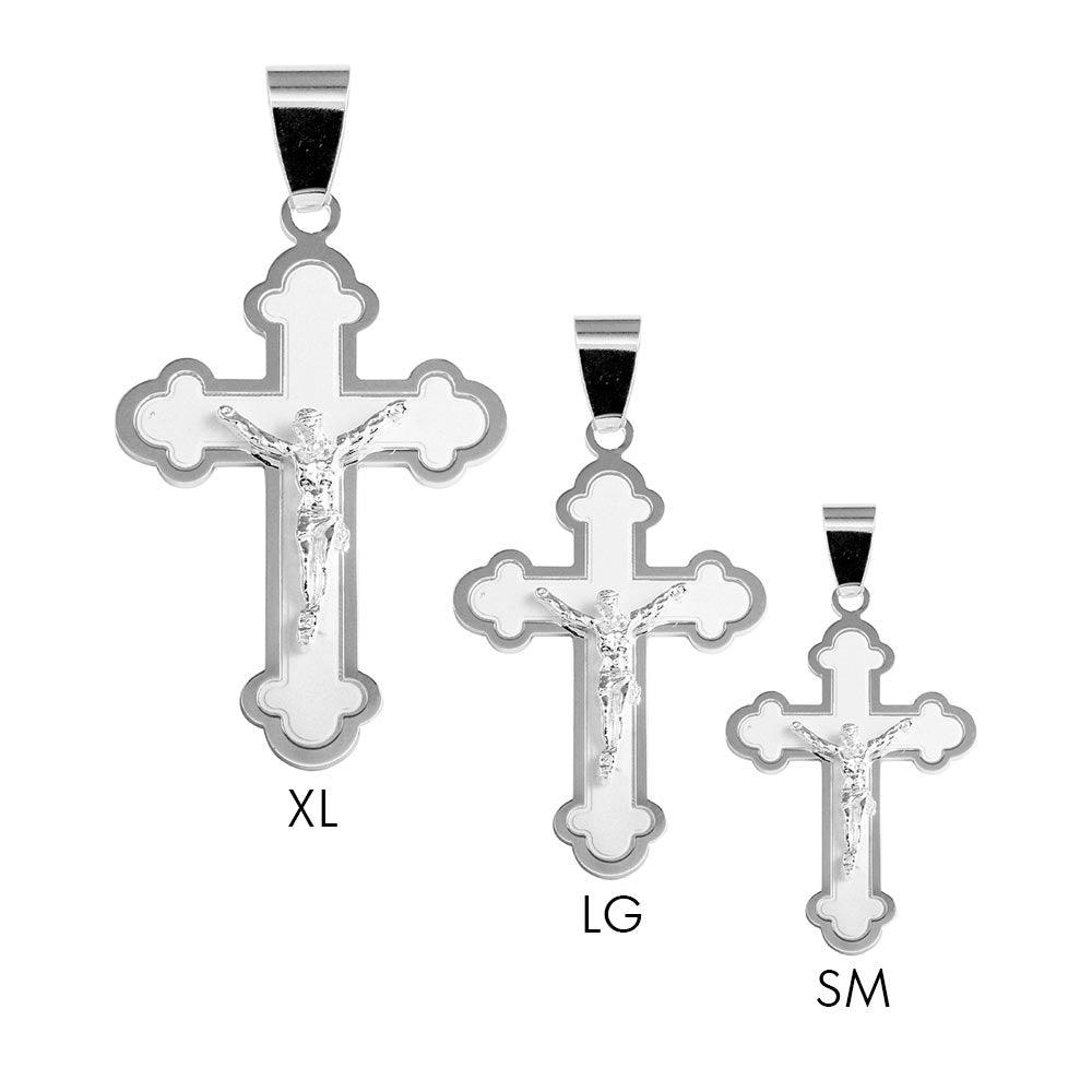 High Polished Matte Finish 925 Sterling Silver Budded Cross Style Pendant - BSP00034