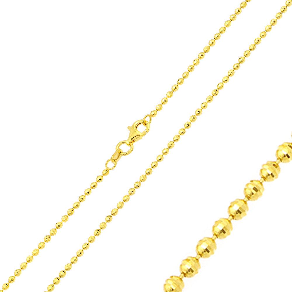 Silver 925 Gold Plated Horizontal Diamond Cut Bead Chain 1.8mm - CH325 GP