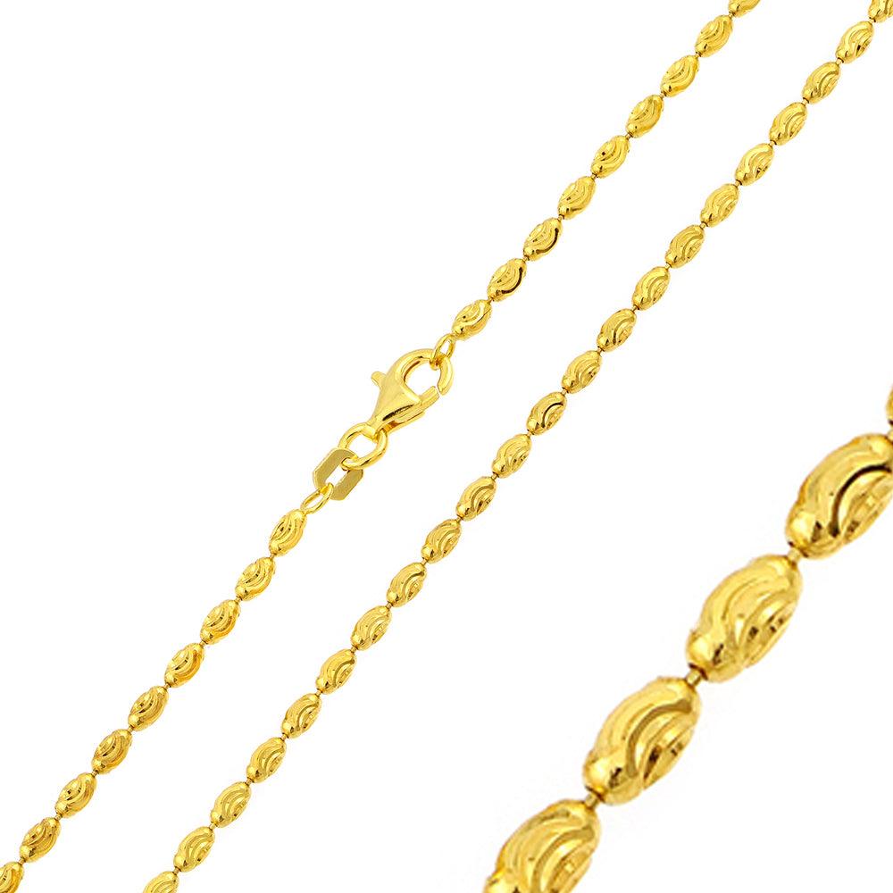 Silver 925 Gold Plated Oval Curved DC Bead Chains - CH324 GP