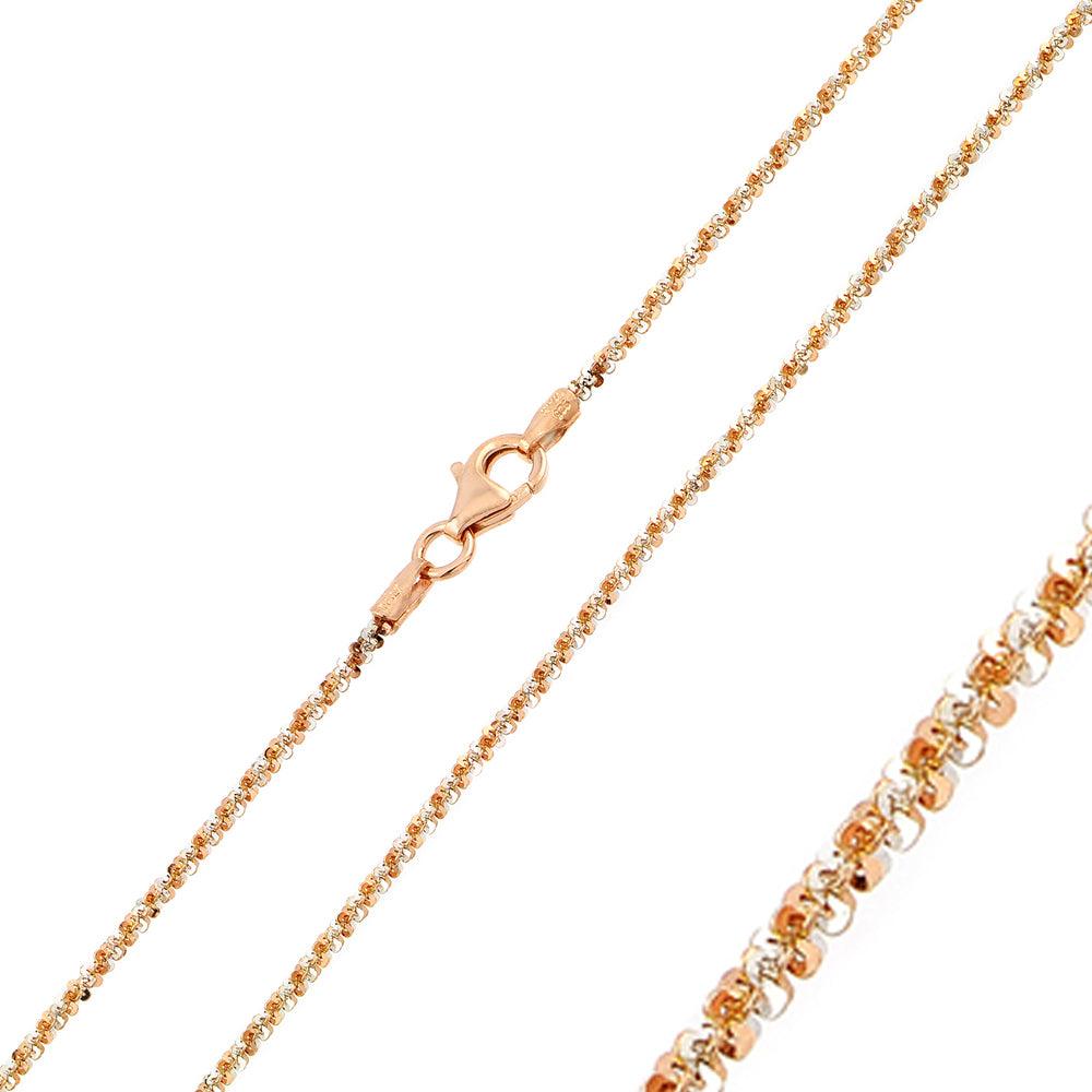 Silver 925 Rose Gold Plated 2 Toned Roc 030 Chain 1mm - CH165 RGP