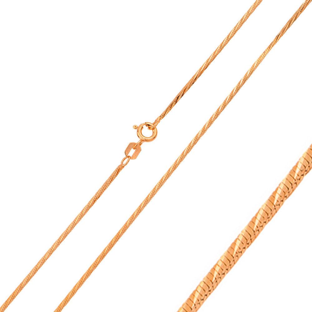 Silver 925 Rose Gold Plated Snake Diamond Cut Slash 020 Chain 0.8mm - CH161 RGP