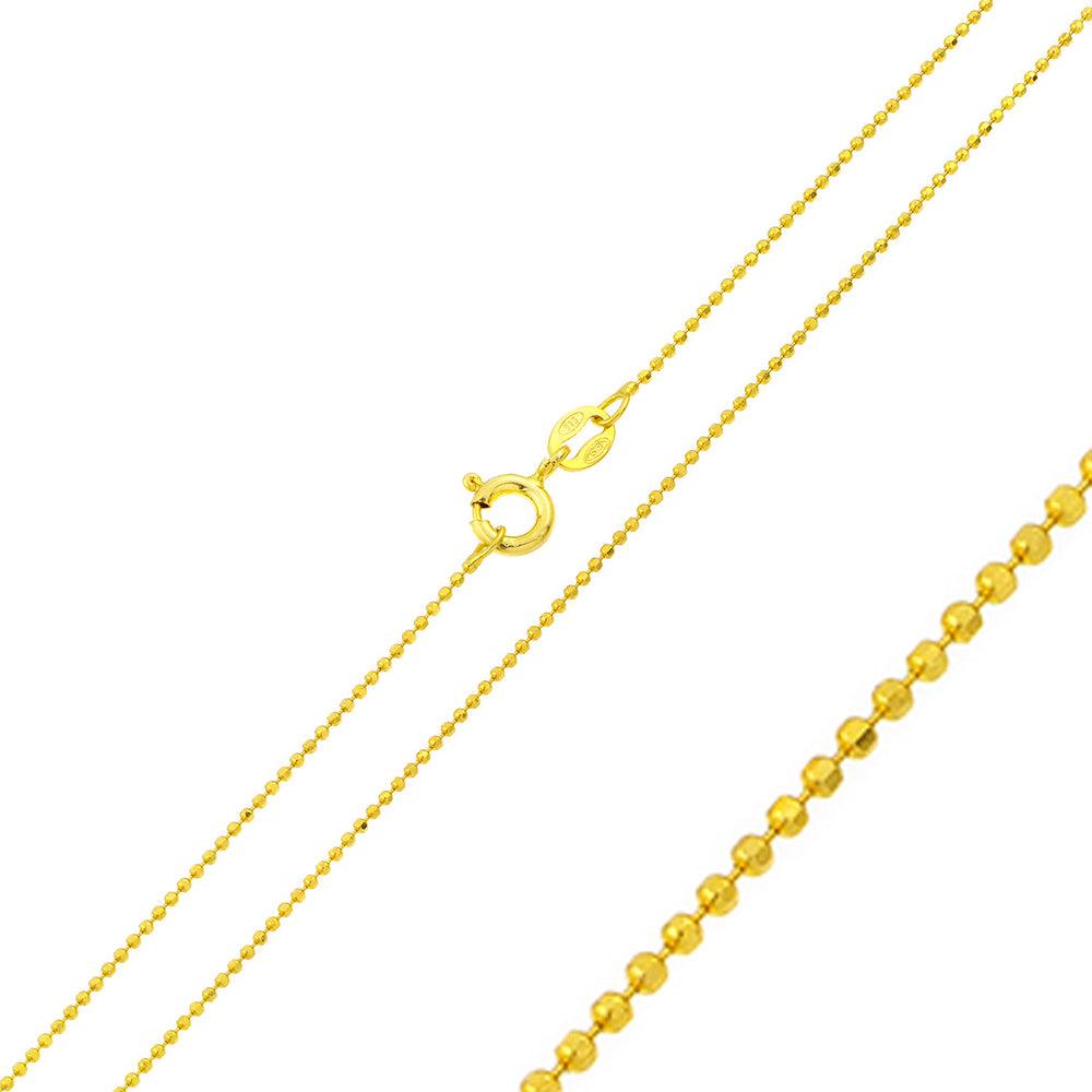 Silver 925 Gold Plated Diamond Cut Bead Chain 1.2mm - CH331 GP