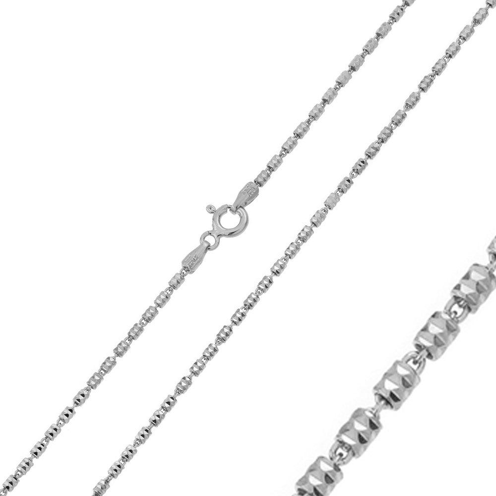 Rhodium Plated Diamond Cut Close Tube Chains 1.3mm - CH309 RH