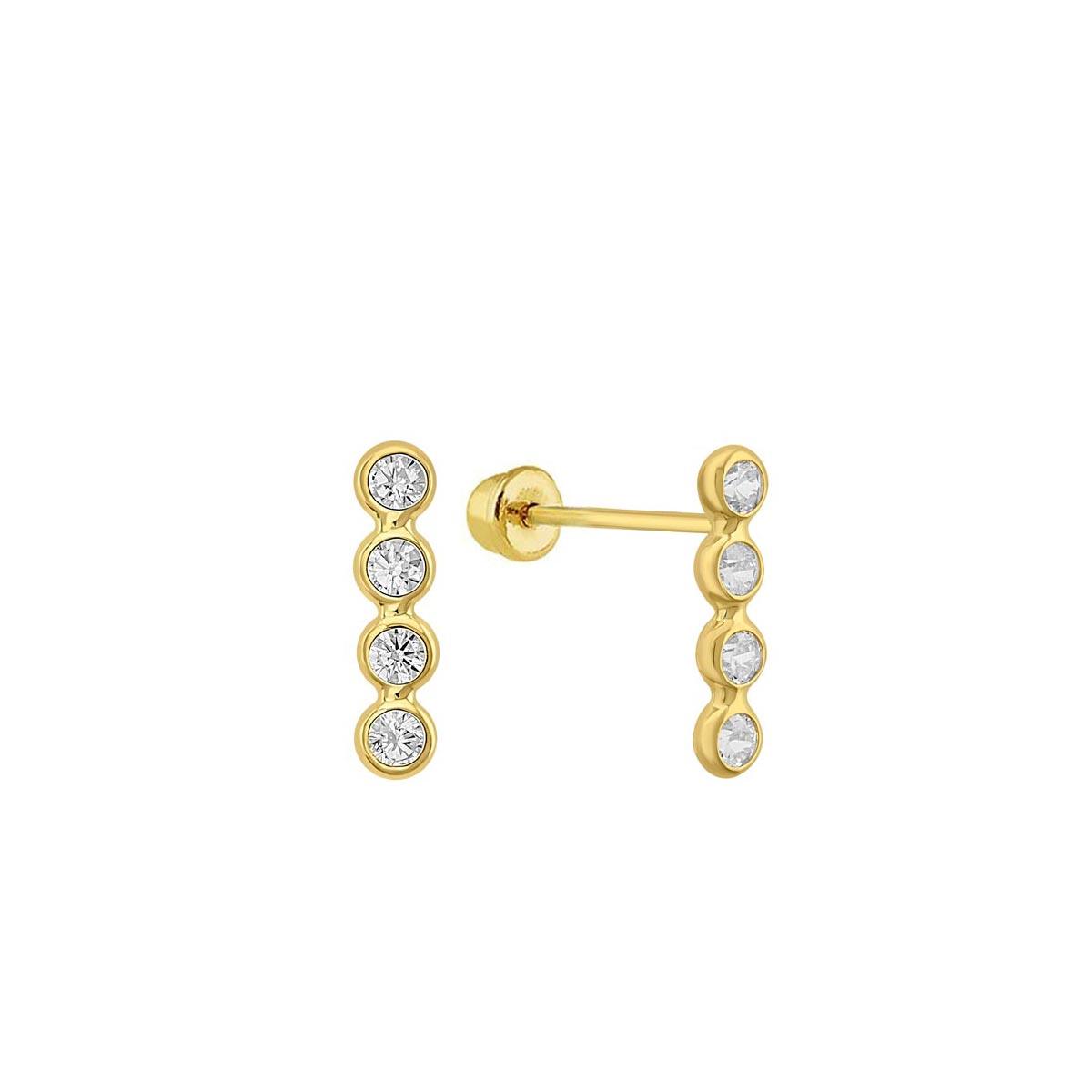 14E00312. - 14 Karat Yellow Gold 4 CZ Bubble Drop Screw Back Stud Earring