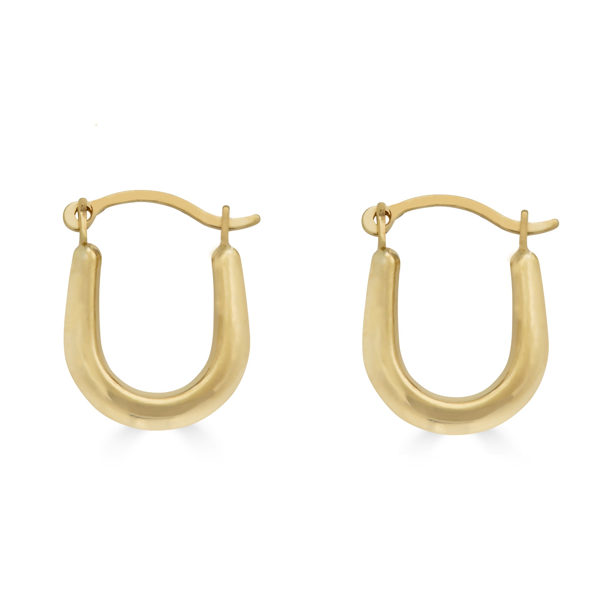 14E00362 - 14 Karat Yellow Gold U Shaped Latch Back Hoop Earring