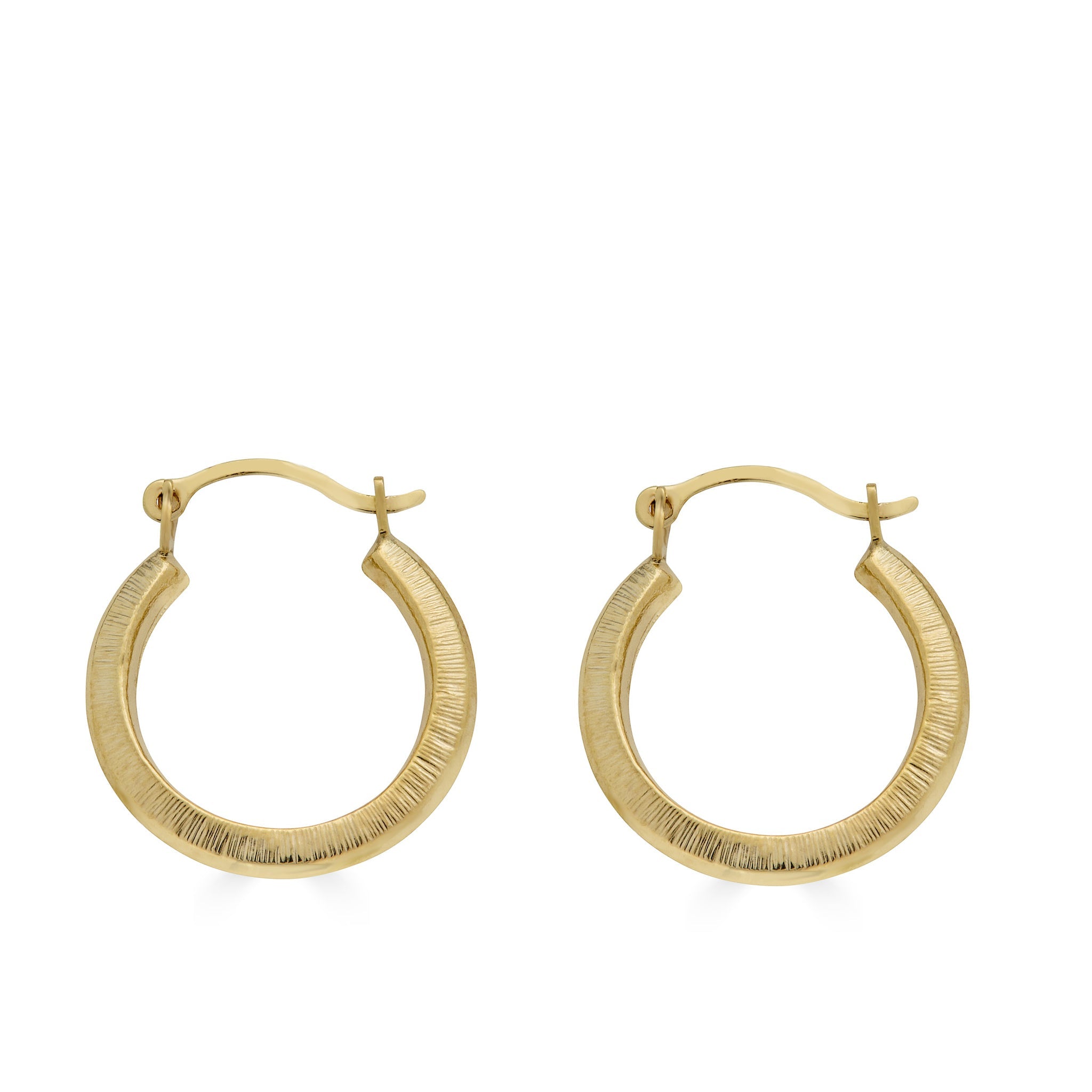 14E00363 - 14 Karat Yellow Gold Matte Finish Latch Back Hoop Earring