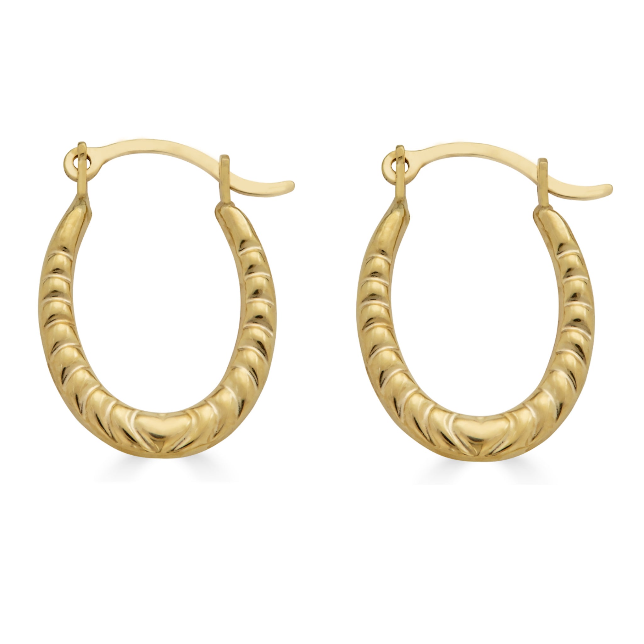 14E00364 - 14 Karat Yellow Gold Rope Design Latch Back Hoop Earring