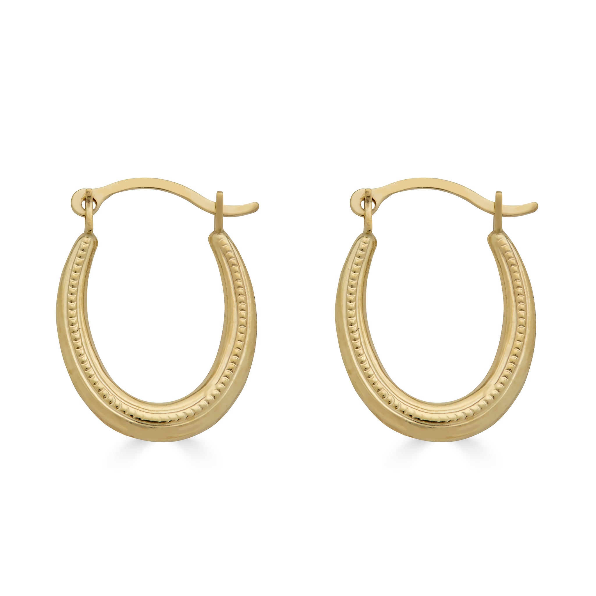 14E00366 - 14 Karat Yellow Gold Rope Design Latch Back Hoop Earring