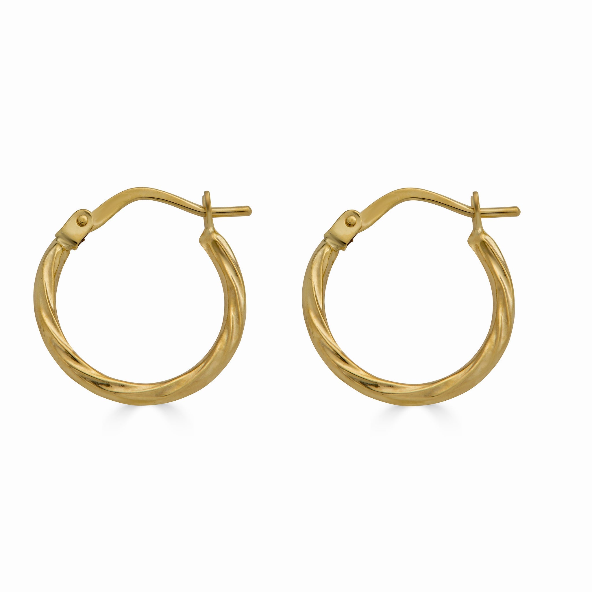 14E00367 - 14 Karat Yellow Gold Twisted Design Latch Back Hoop Earring