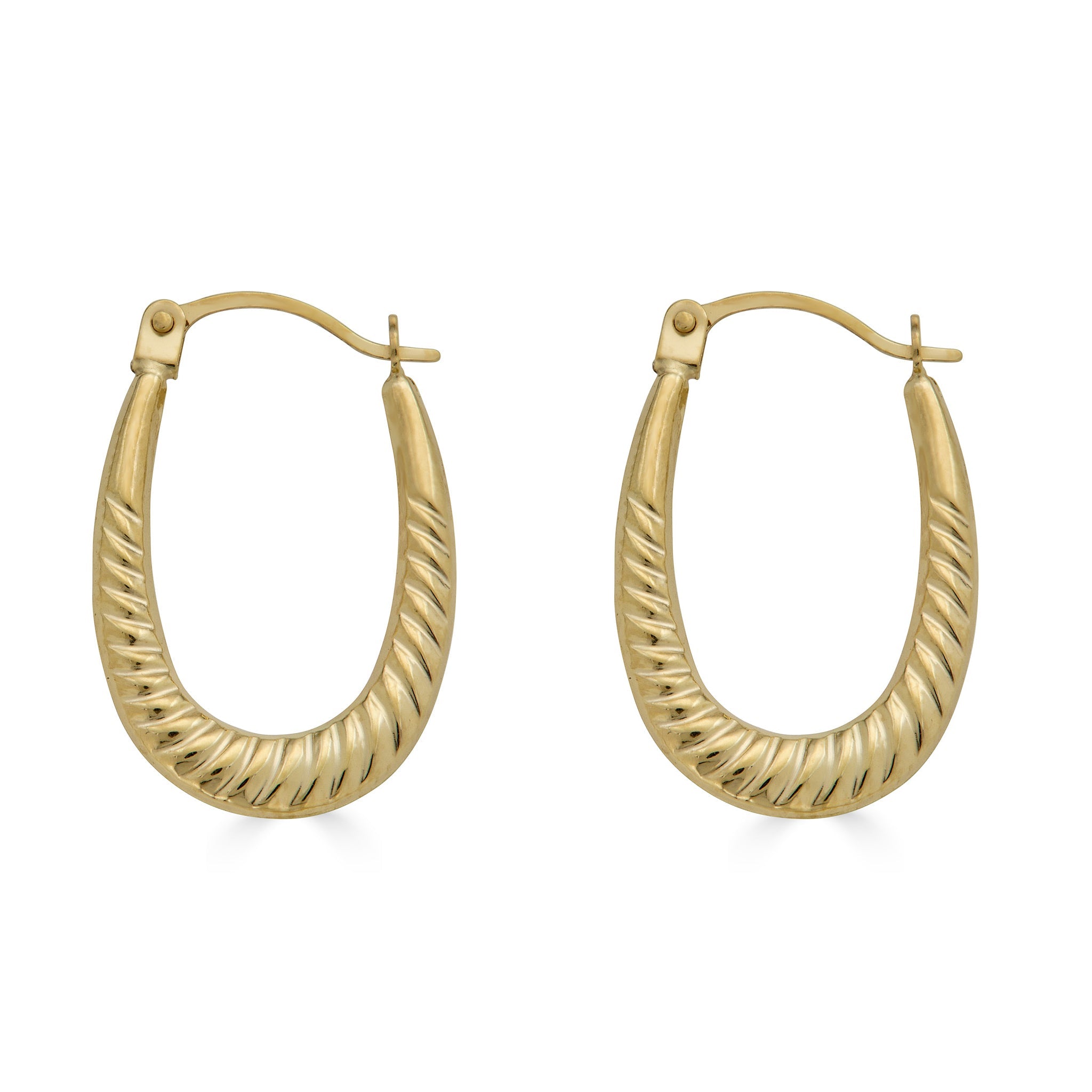 14E00373 - 14 Karat Yellow Gold Rope Design Latch Back Hoop Earring