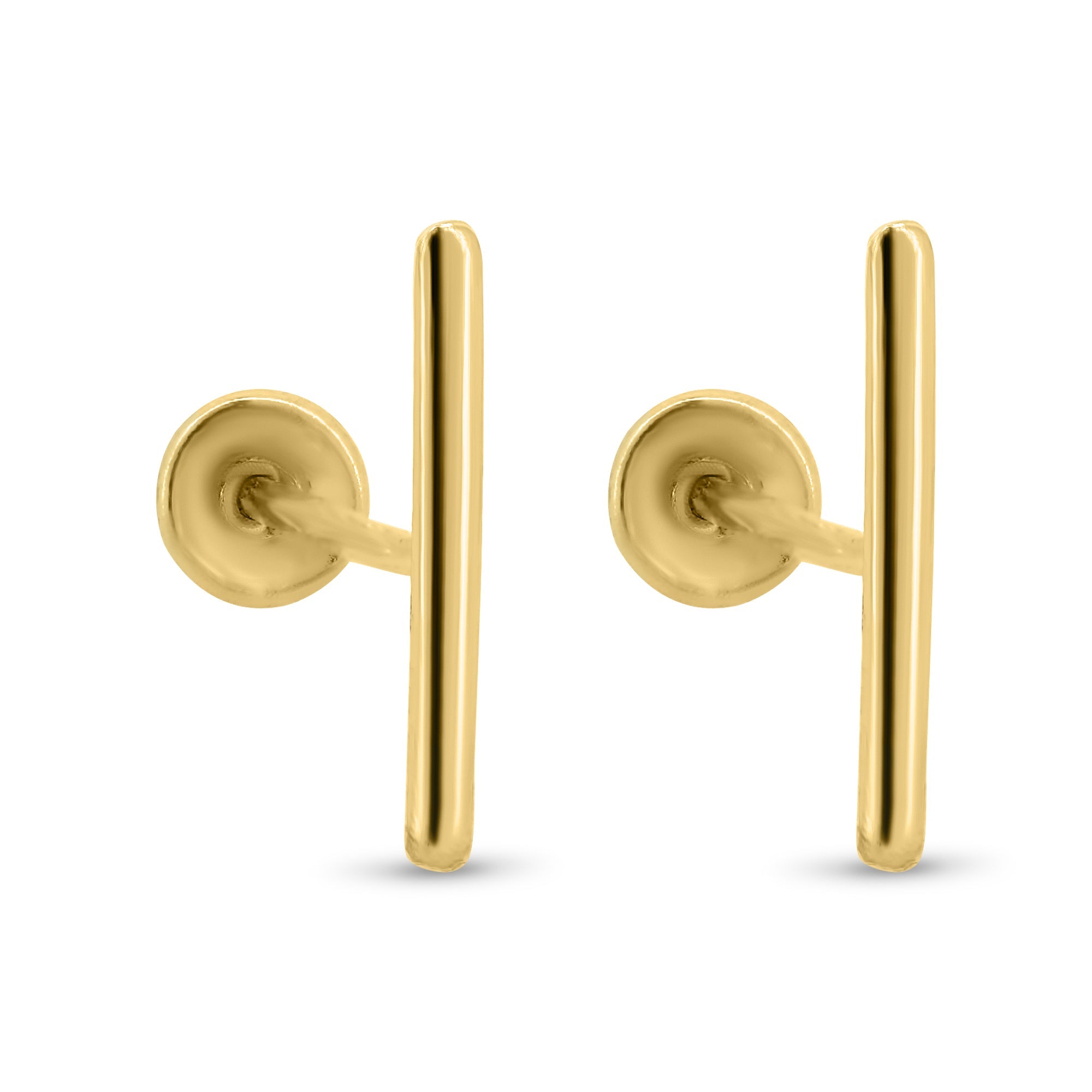 14E00398. - 14 Karat Yellow Gold Bar Screw Back Earrings