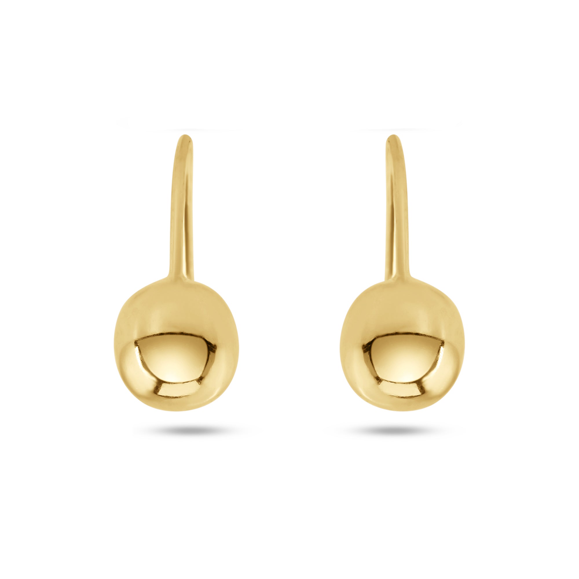 14E00410. - 14 Karat Yellow Gold 5mm Ball Telephone Style Front Screw Lock Earrings