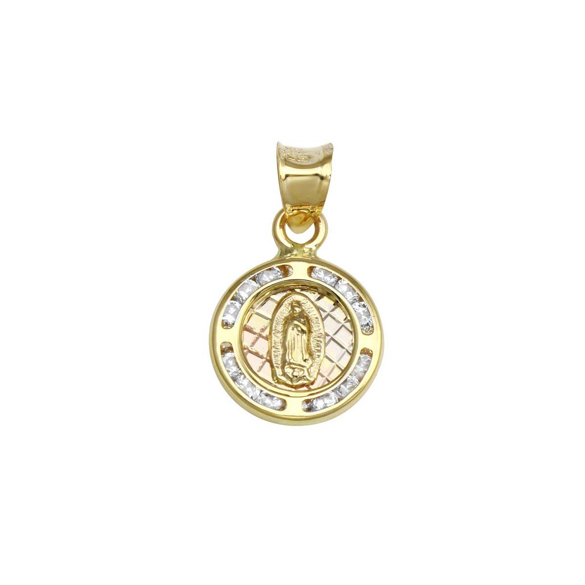 14P00002. - 14 Karat Yellow Gold CZ Disc Guadalupe Pendant