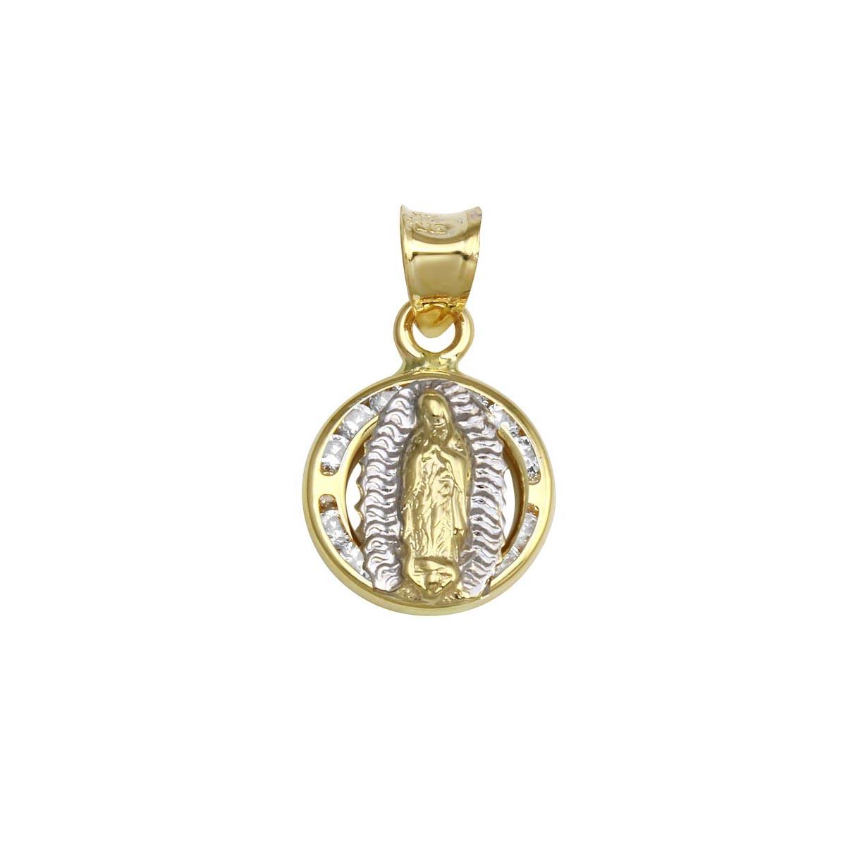 14P00005. - 14 Karat Yellow Gold CZ Disc Guadalupe Pendant