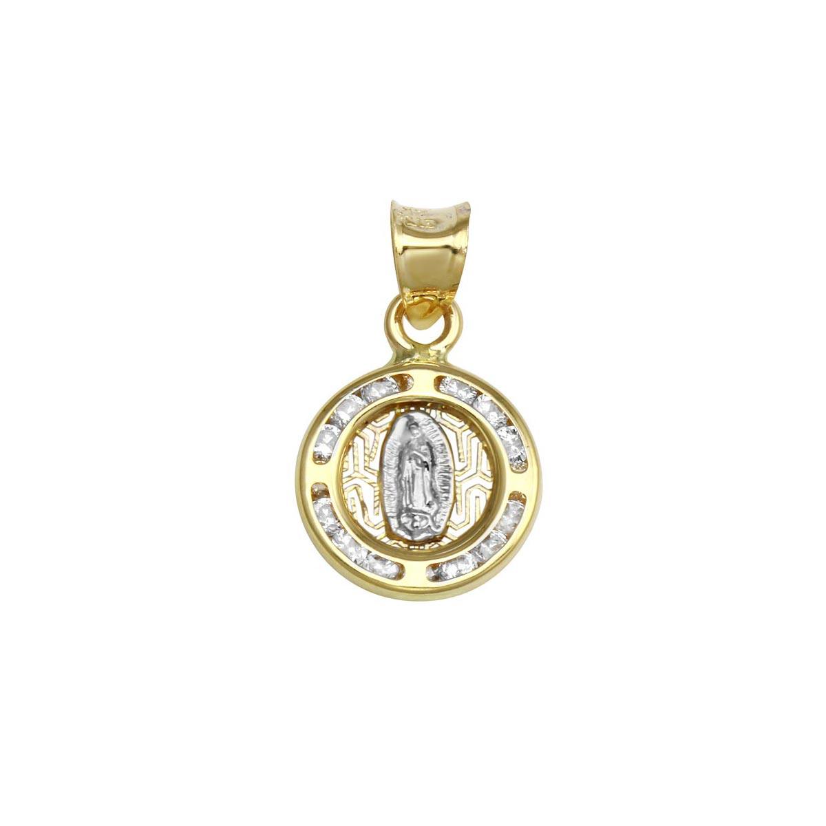 14P00009. - 14 Karat Yellow Gold CZ Disc Guadalupe Pendant