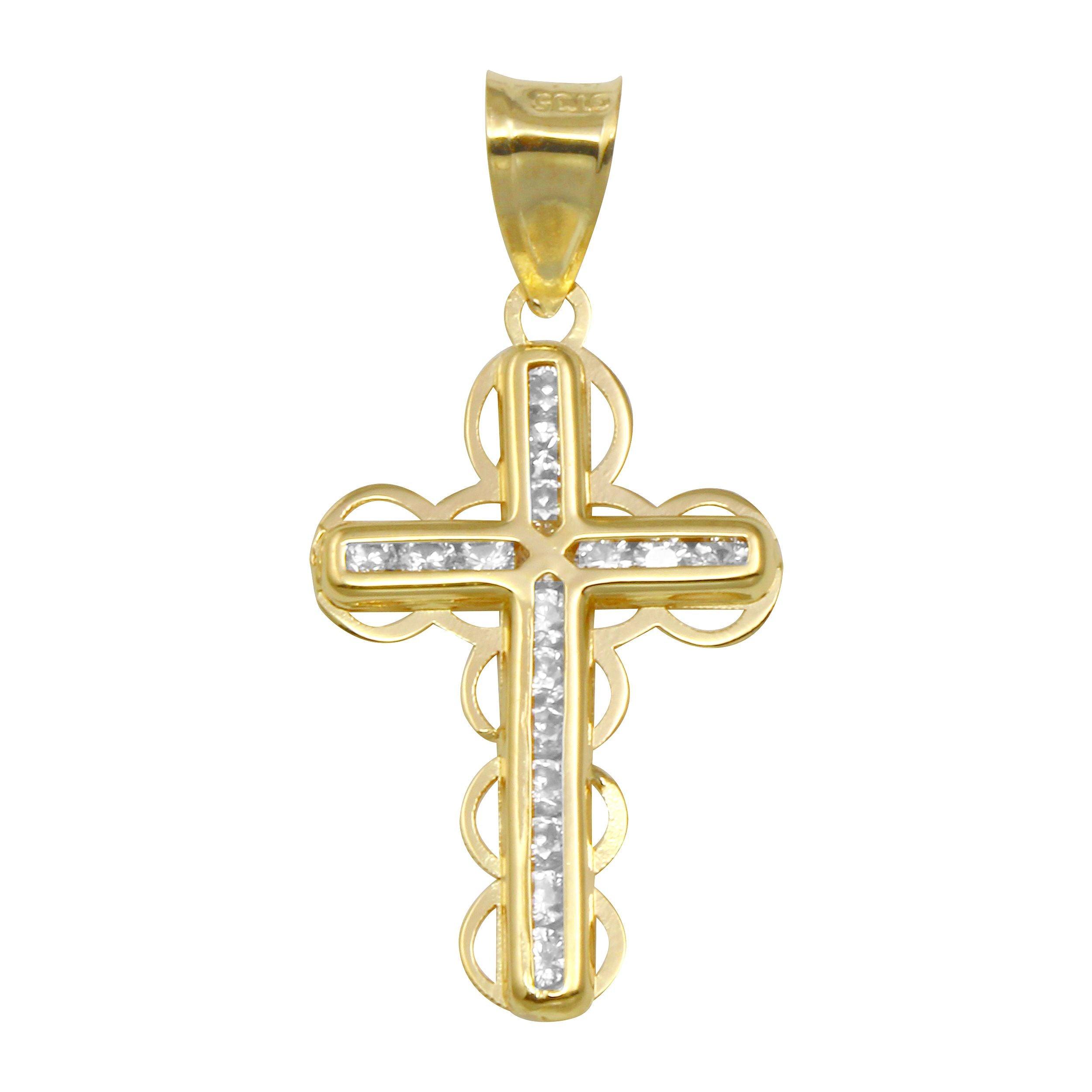 14P00032 - 14 Karat Yellow Gold CZ Bubble Cross Pendant