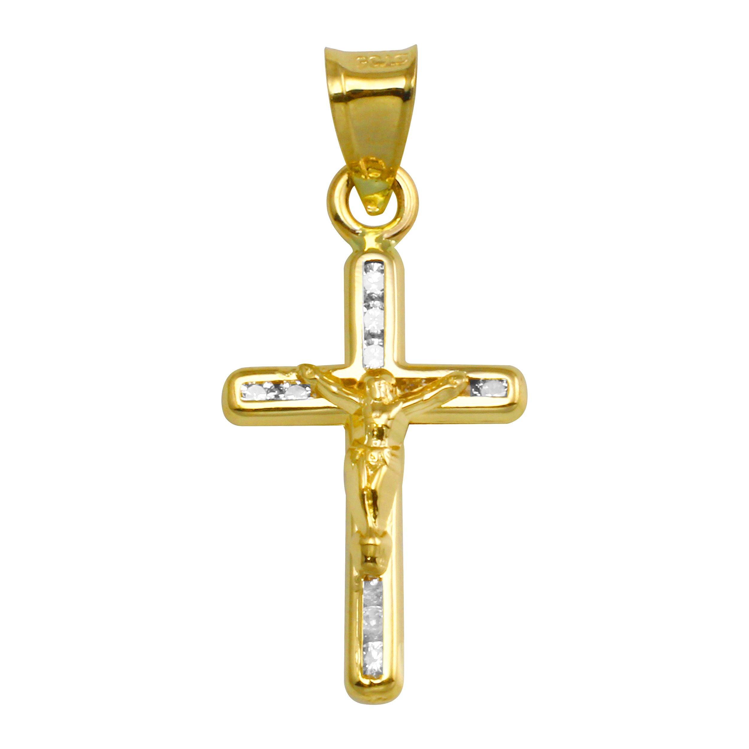 14P00036 - 14 Karat Yellow Gold CZ Cross Pendant