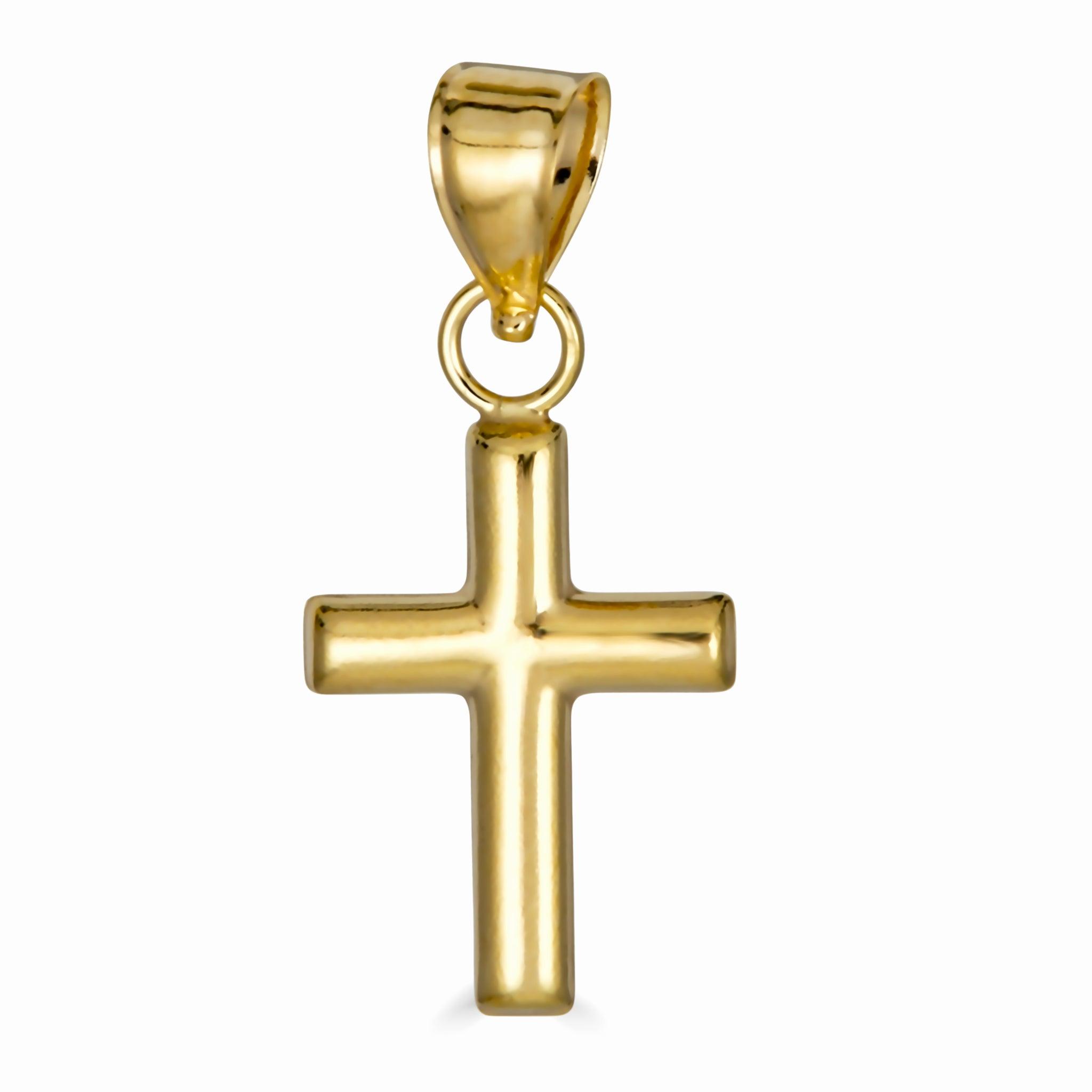 14P00039 - 14 Karat Yellow Gold Hollow Tube Crucifix Pendant