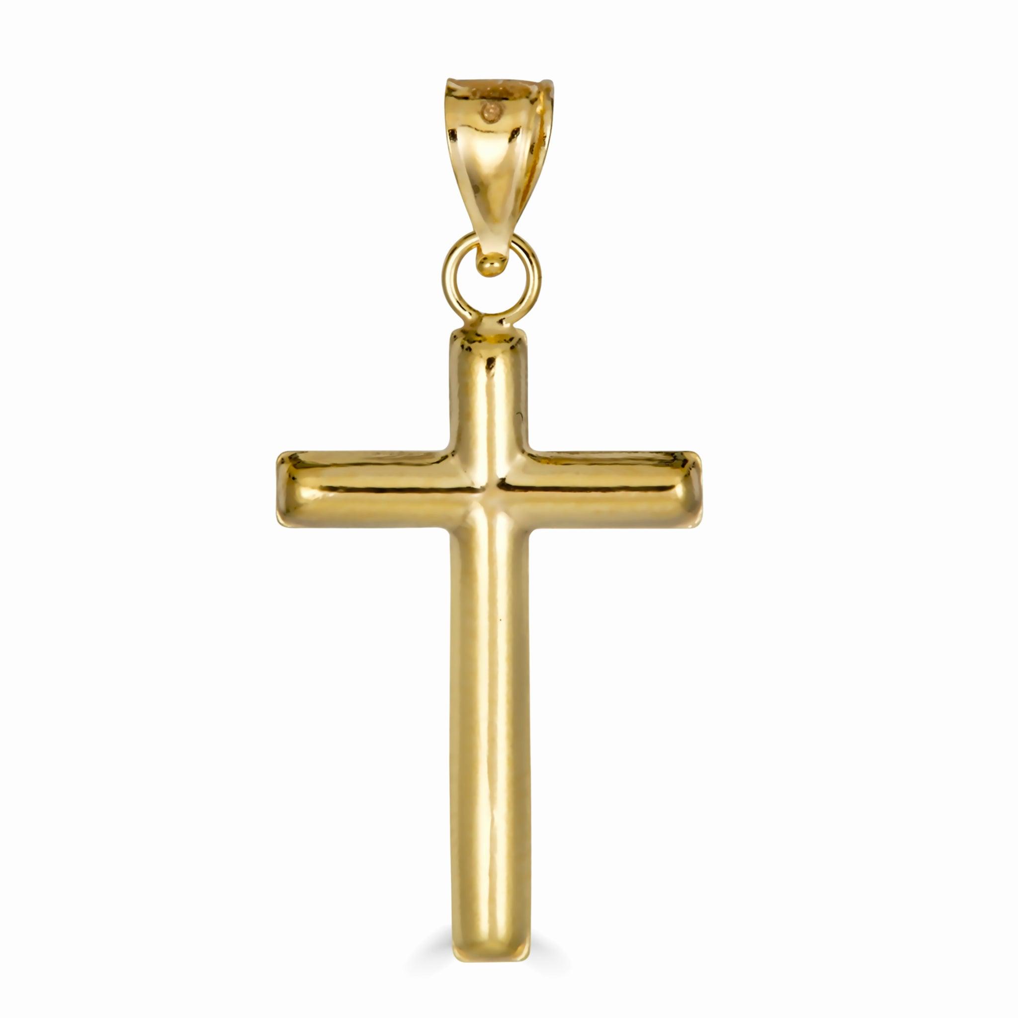 14P00040 - 14 Karat Yellow Gold Hollow Tube Crucifix Pendant