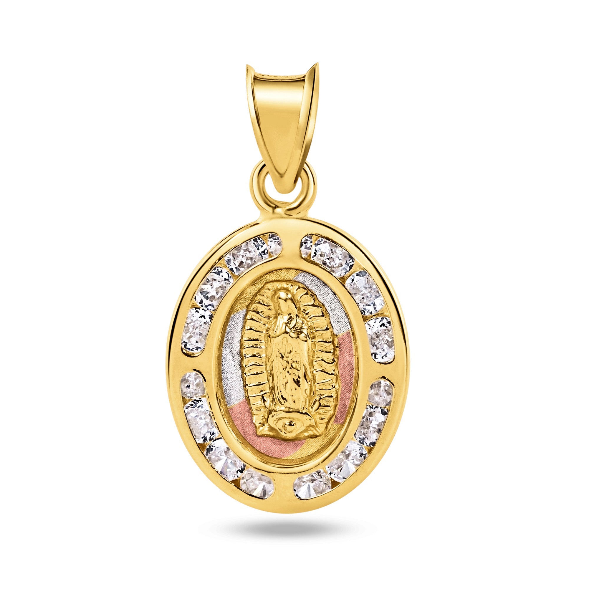 14P00056 - 14 Karat Yellow Gold Guadalupe Clear CZ  Pendant