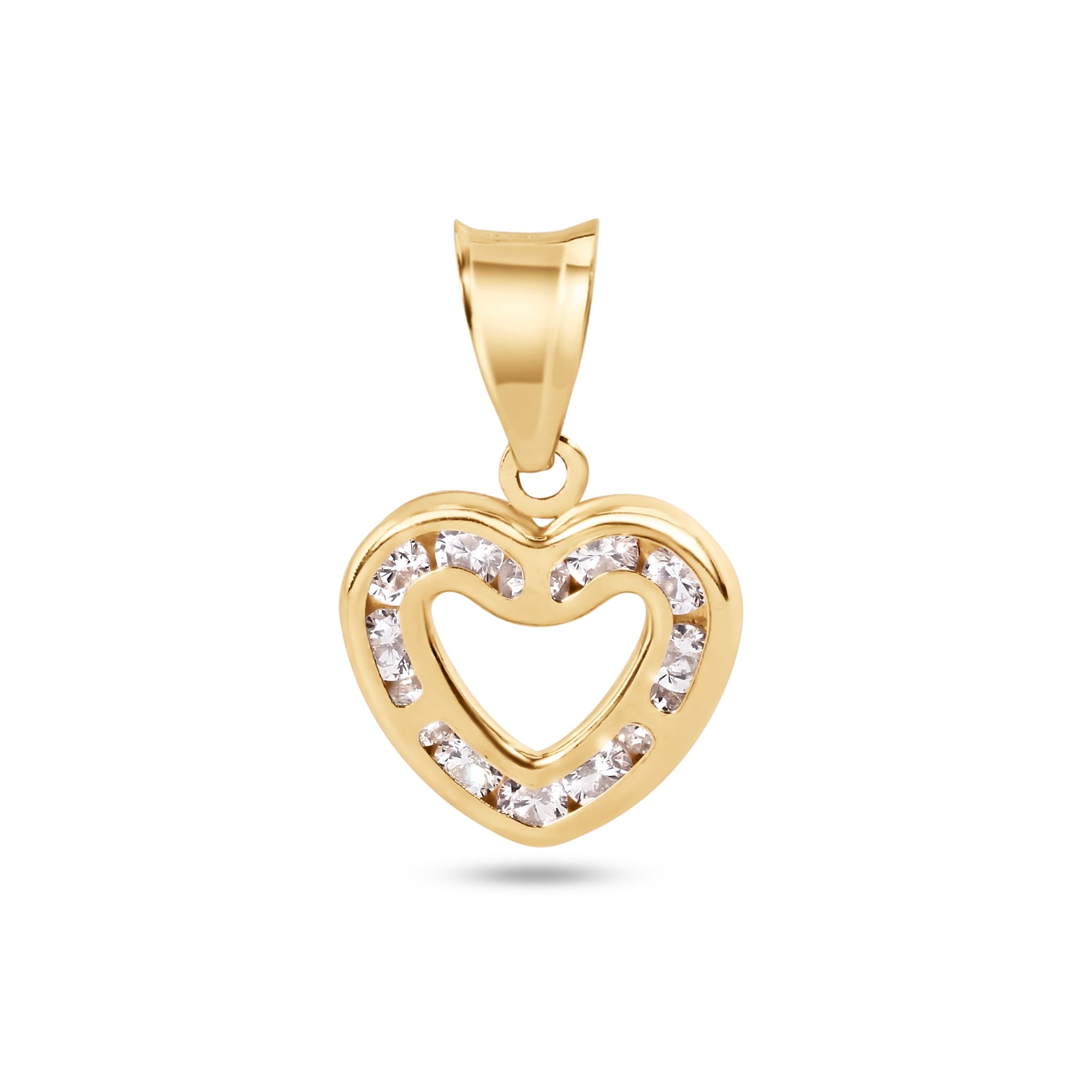 14P00113. - 14 Karat Yellow Gold 8.5mm Heart CZ Pendant