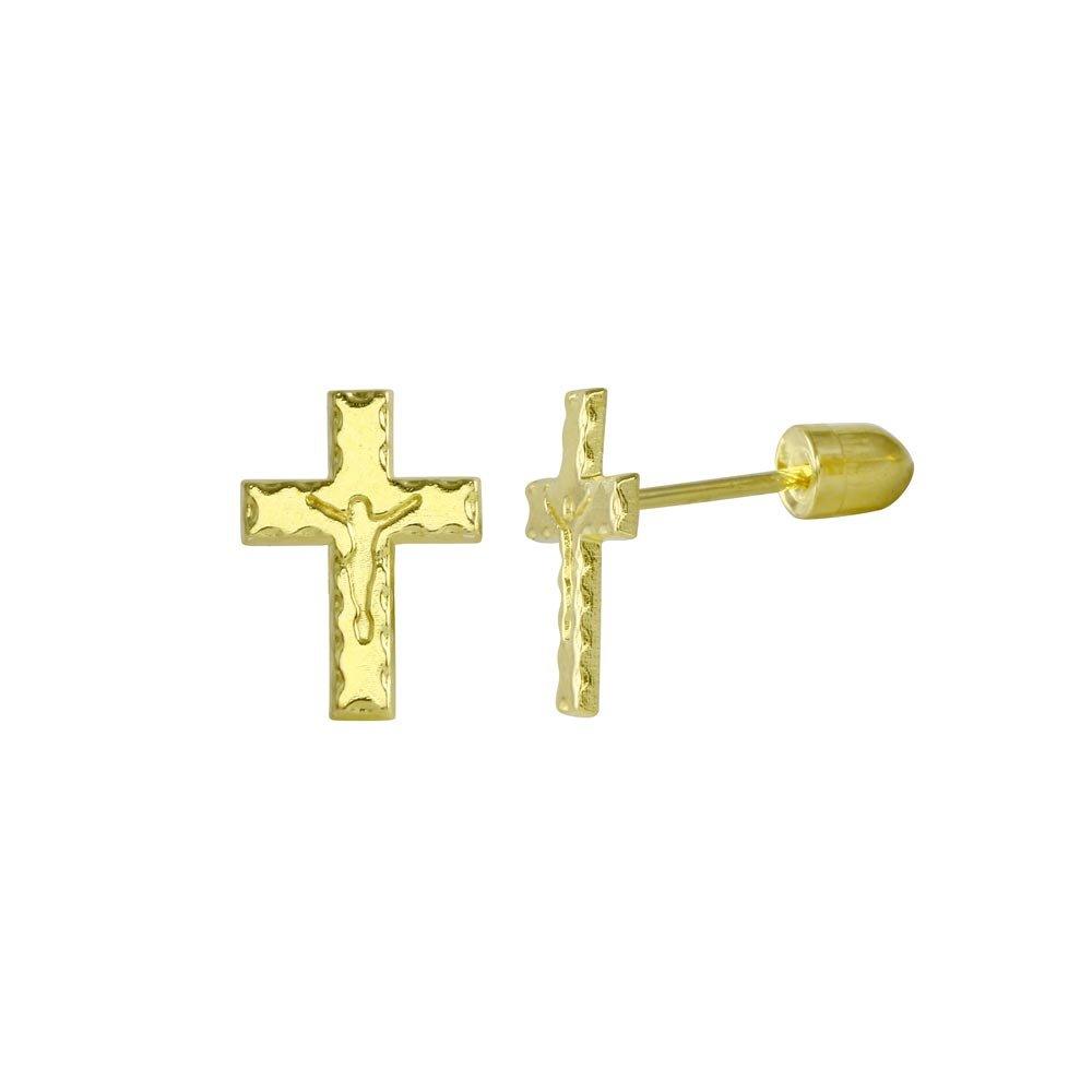 14E00024. - 14 Karat Yellow Gold Cross Screw Back Stud Earring