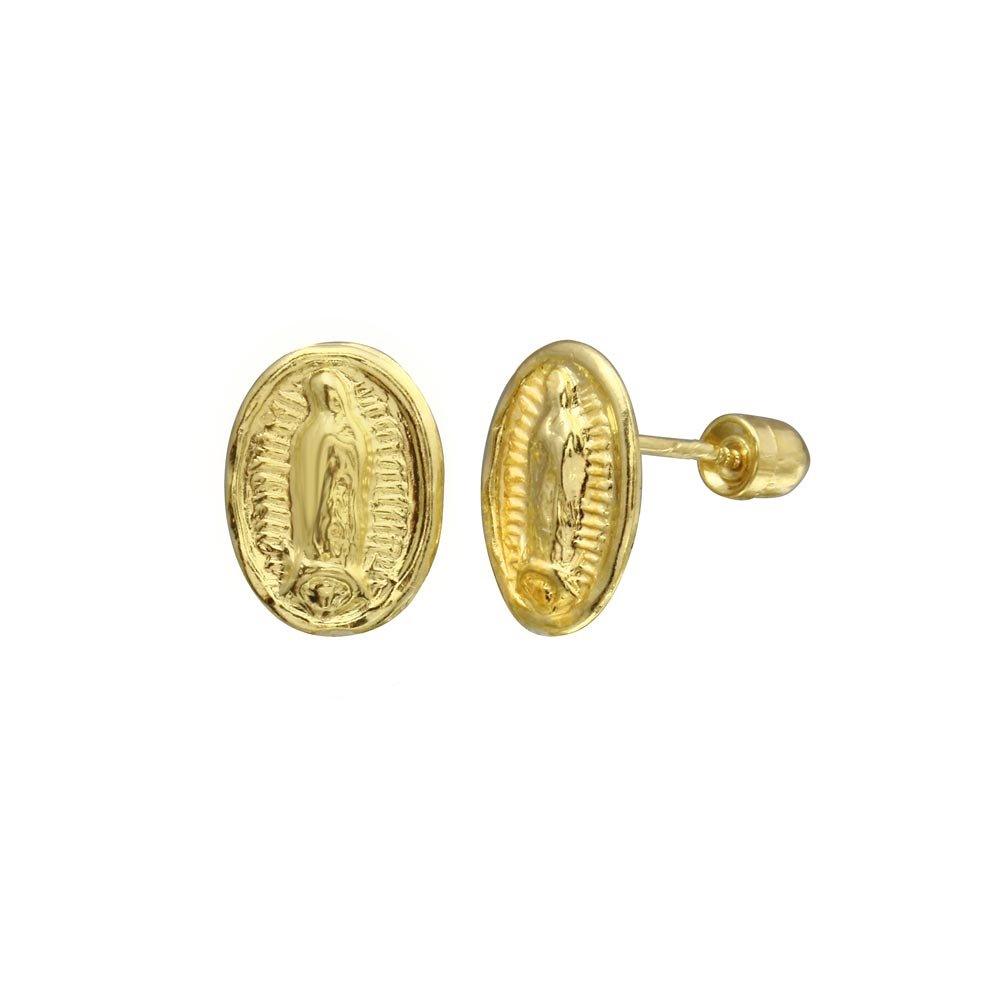 14E00039. - 14 Karat Yellow Gold Lady Guadalupe Screw Back Stud Earring