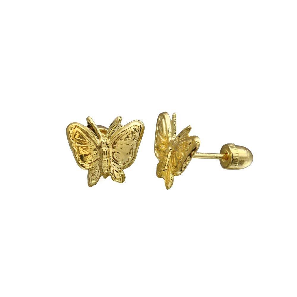 14E00052. - 14 Karat Yellow Gold Butterfly Screw Back Stud Earring