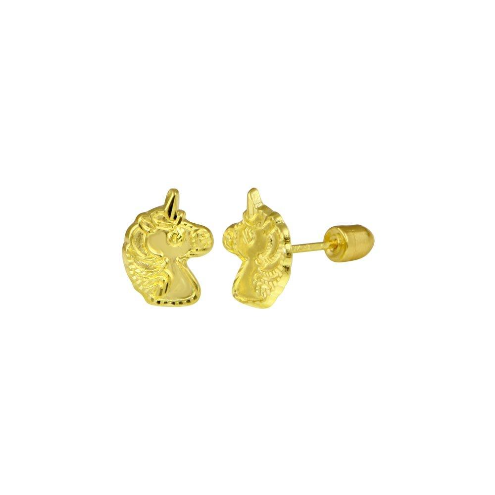 14E00057. - 14 Karat Yellow Gold Unicorn Screw Back Stud Earring