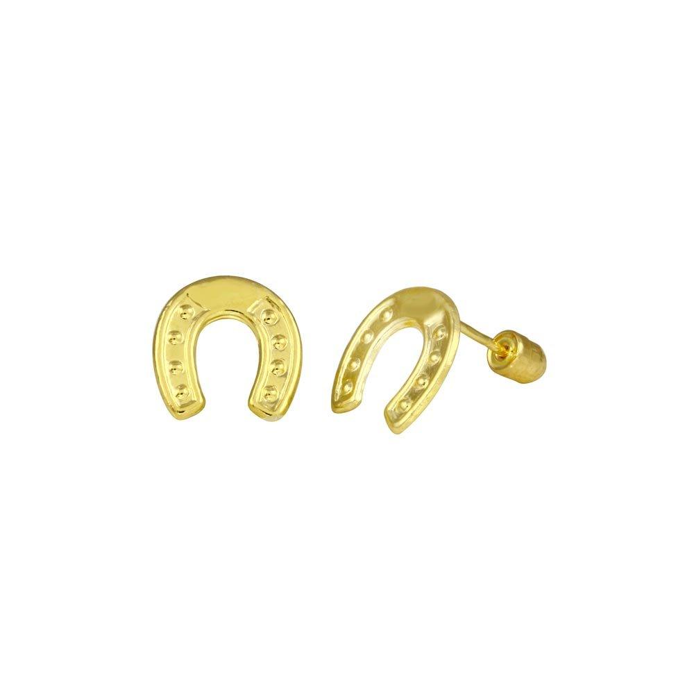 14E00062. - 14 Karat Yellow Gold Horseshoe Screw Back Stud Earring