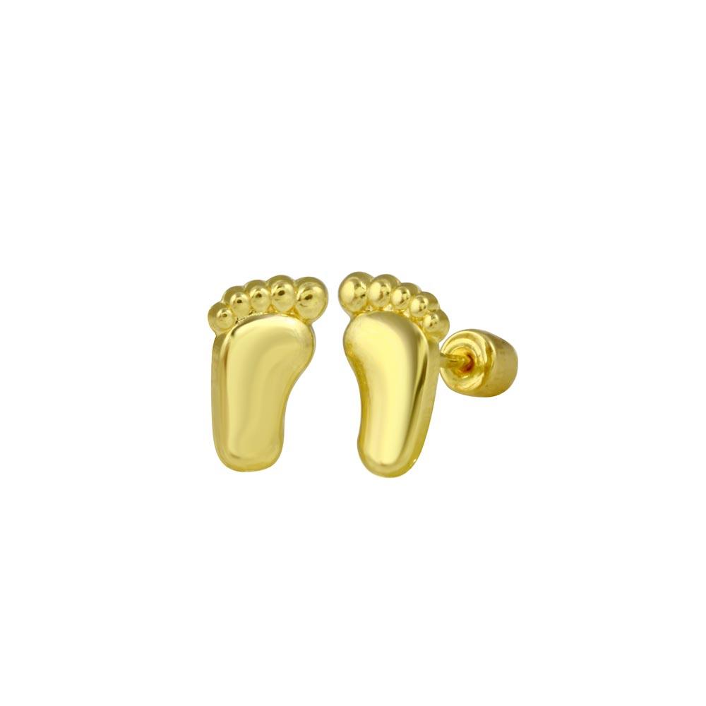 14E00065. - 14 Karat Yellow Gold Feet Screw Back Stud Earring