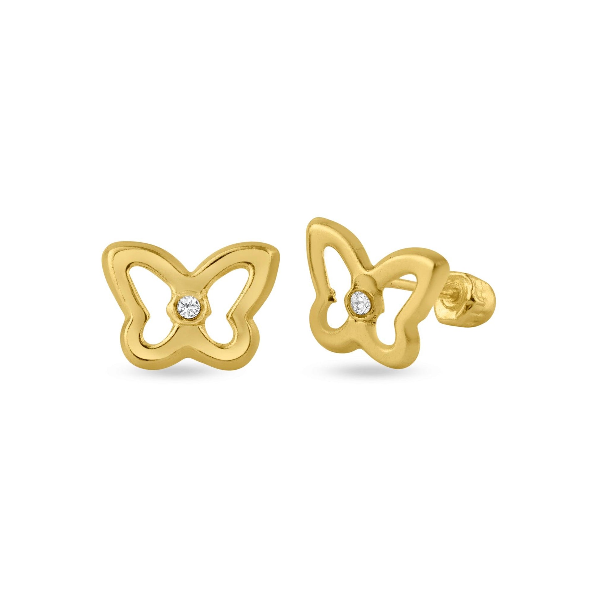 NKlaus 1 coppia 585 oro giallo 14 carati oro 5,2mm contro perno per orecchio orecchini orecchini pousettes dado orecchio farfalla farfalla chiusura foro: 0,8mm 4822