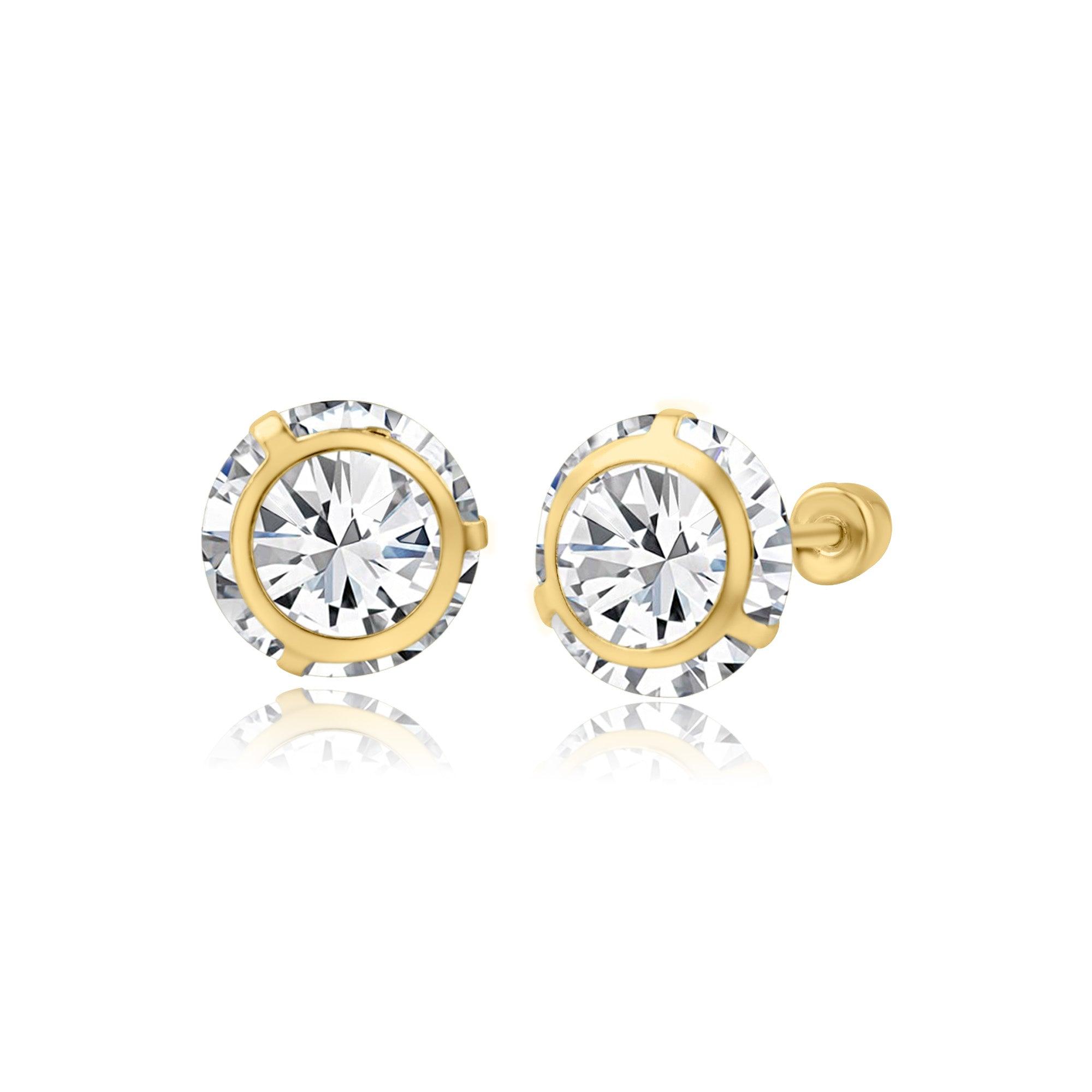 14E00200. - 14 Karat Yellow Gold 7mm Bezel Edge Screw Back Earring