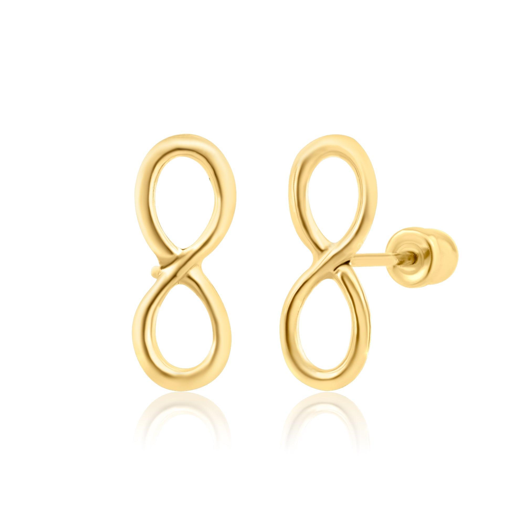 14E00275. - 14 Karat Yellow Gold Infinity Screw Back Earring