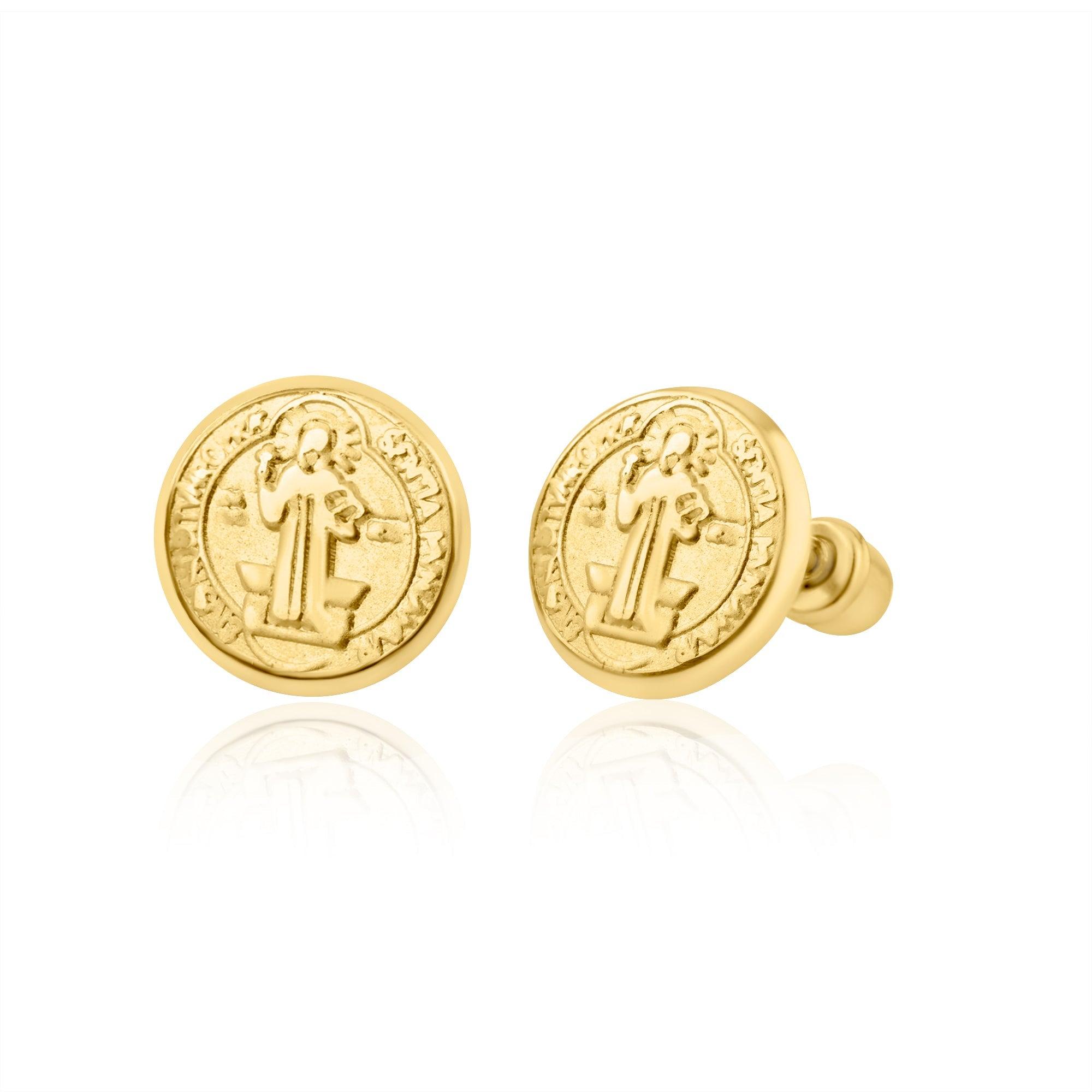 14E00286. - 14 Karat Yellow Gold San Benito Screw Back Earring