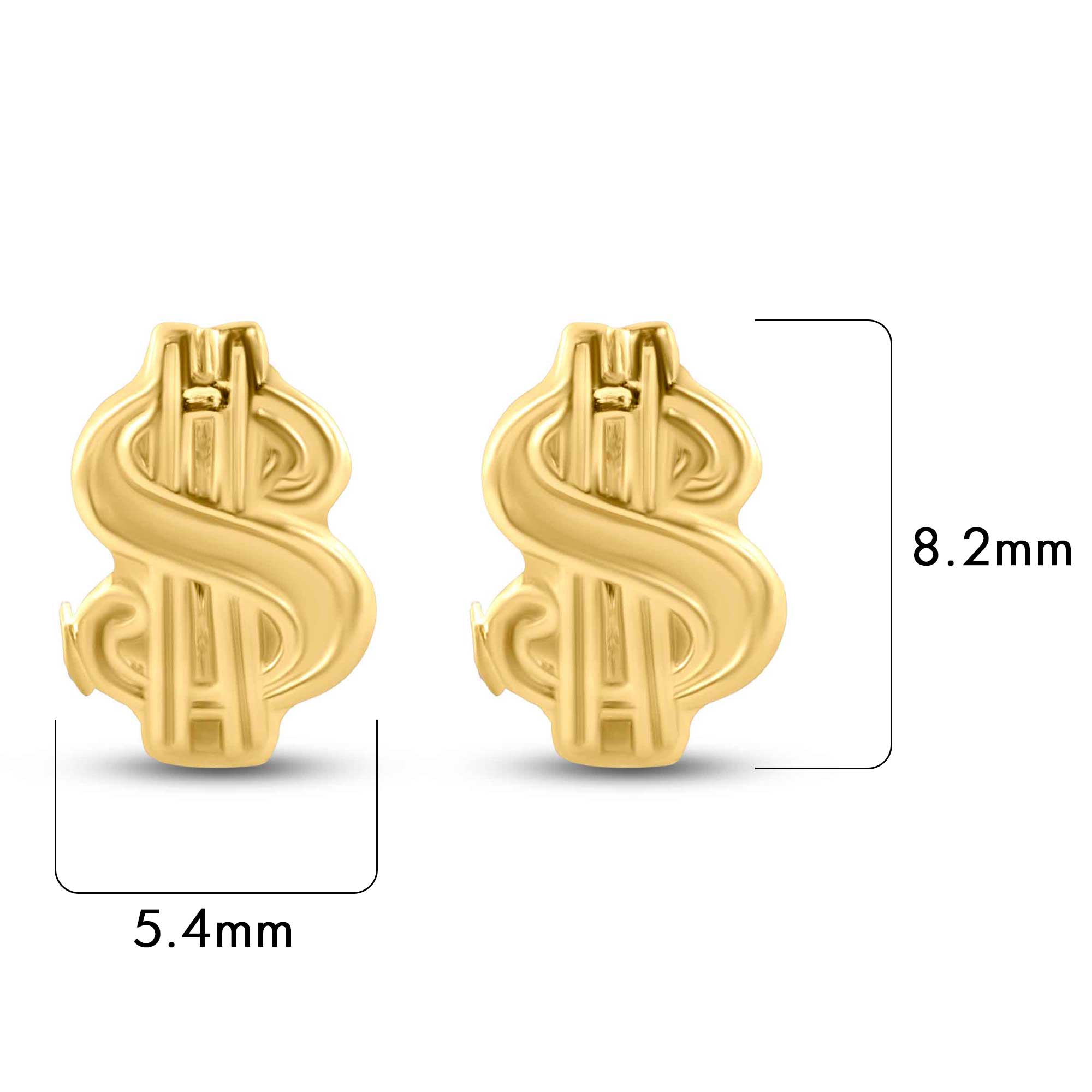 14E00424. - 14 Karat Yellow Dollar Sign Screw Back Earrings