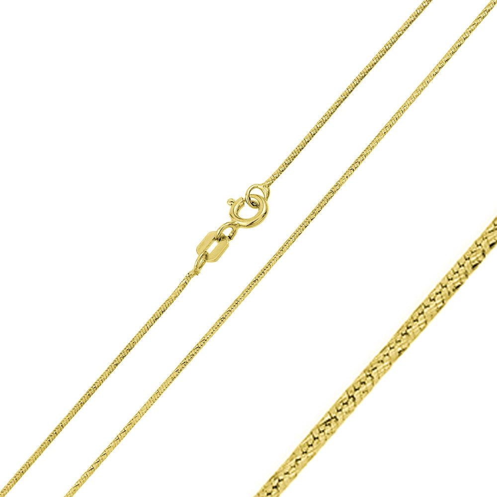 Silver 925 Gold Plated Round Snake Slash DC Chain 0.8mm - CH357 GP