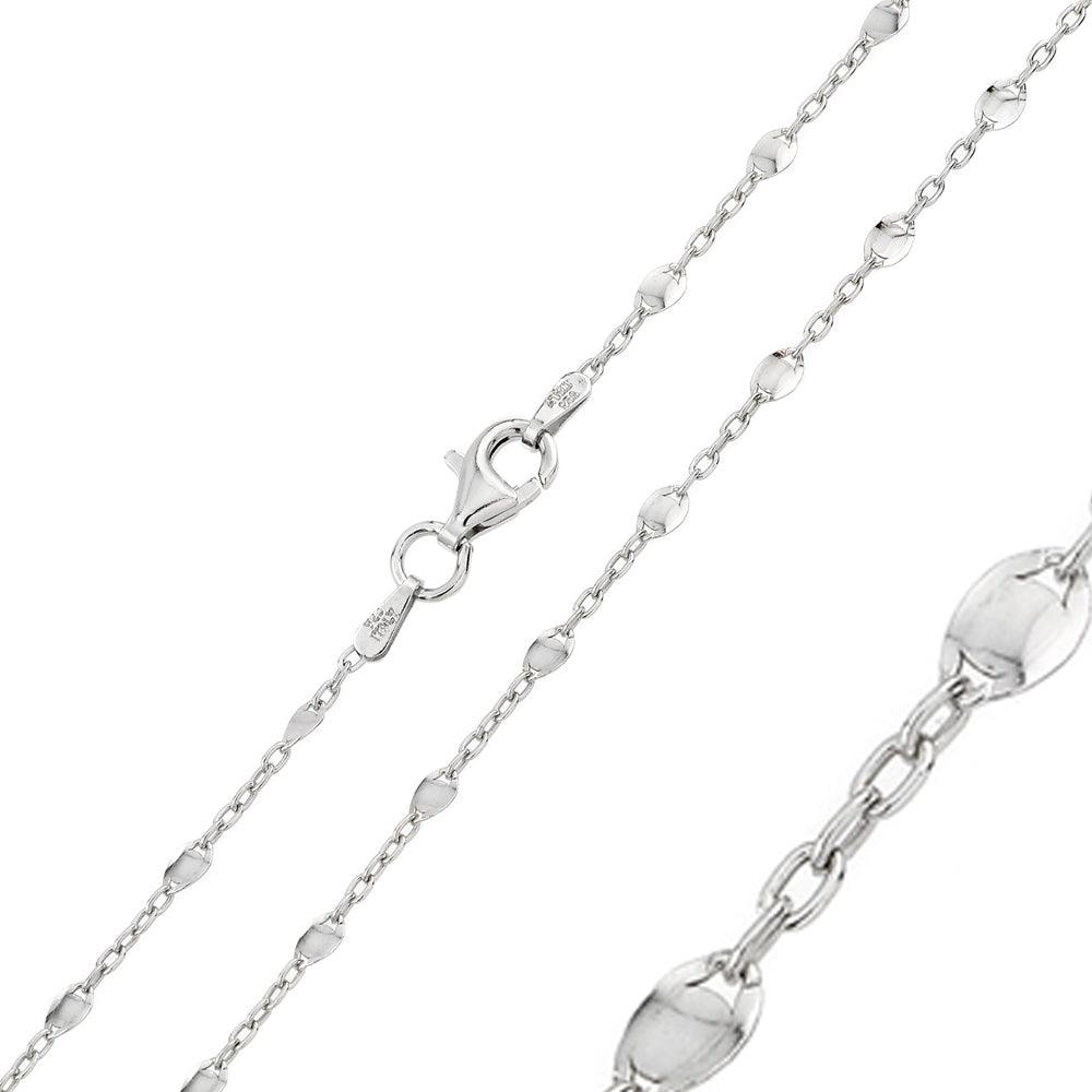 Silver 925 Rhodium Plated Twisted Disc Link 030 Chains - CH117 RH