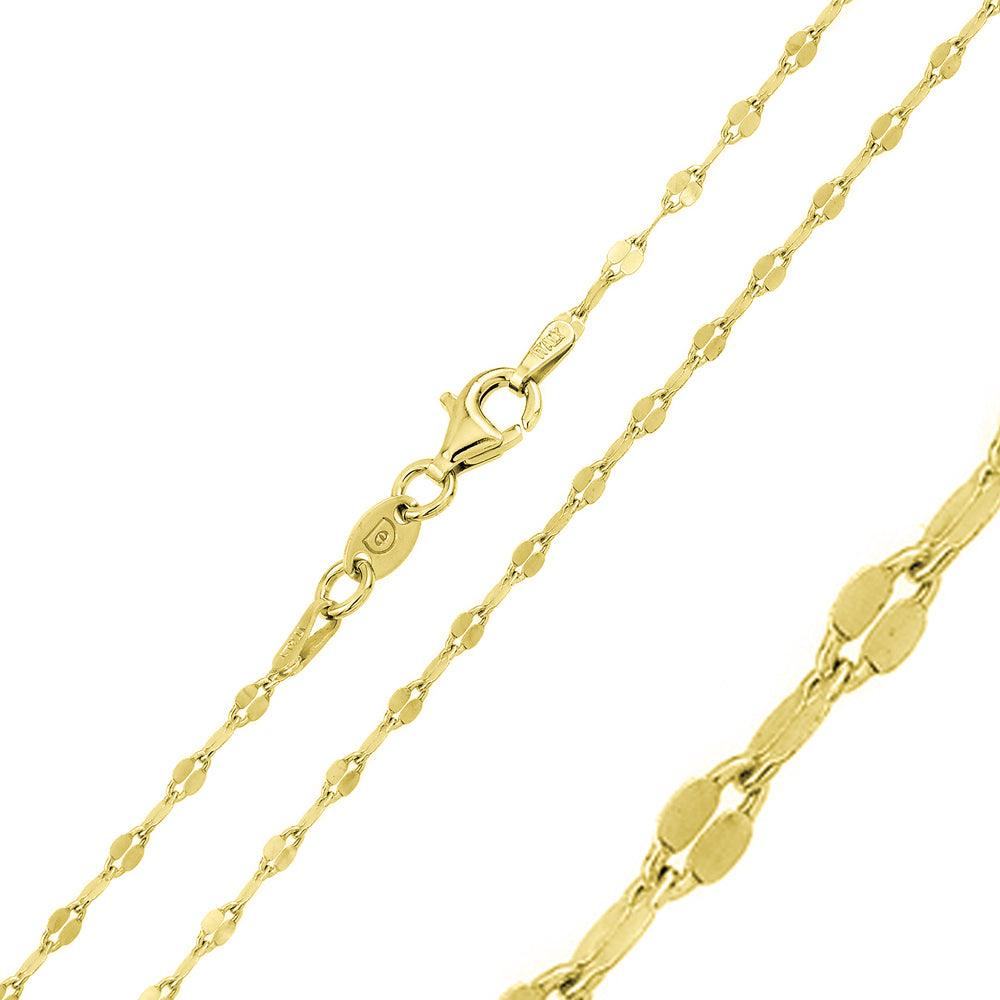 Silver 925 Gold Plated Flat Confetti Chain 2mm - CH356 GP