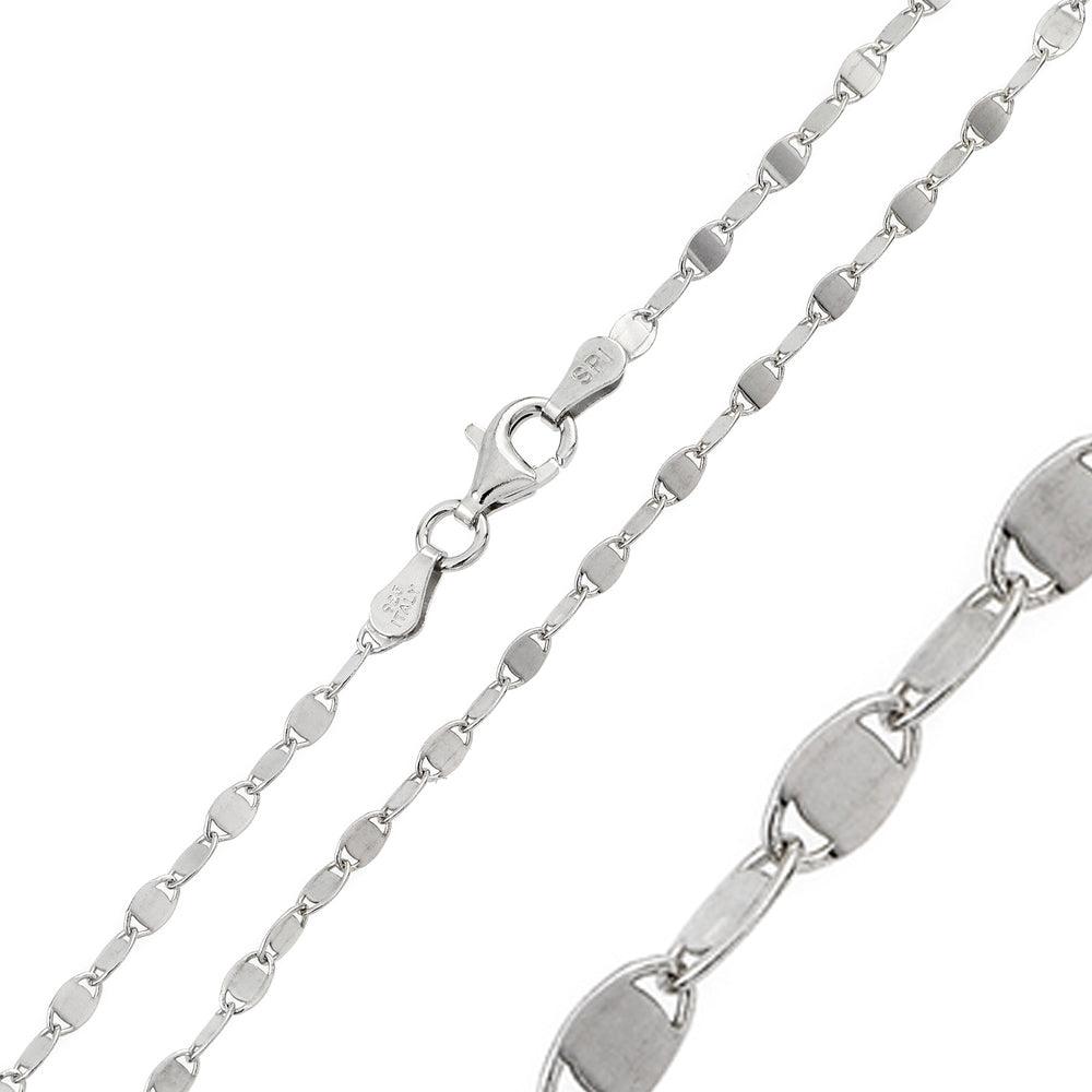 Silver 925 Rhodium Plated Alternating Lock Oval Confetti 030 Chain 2.5mm - CH123 RH