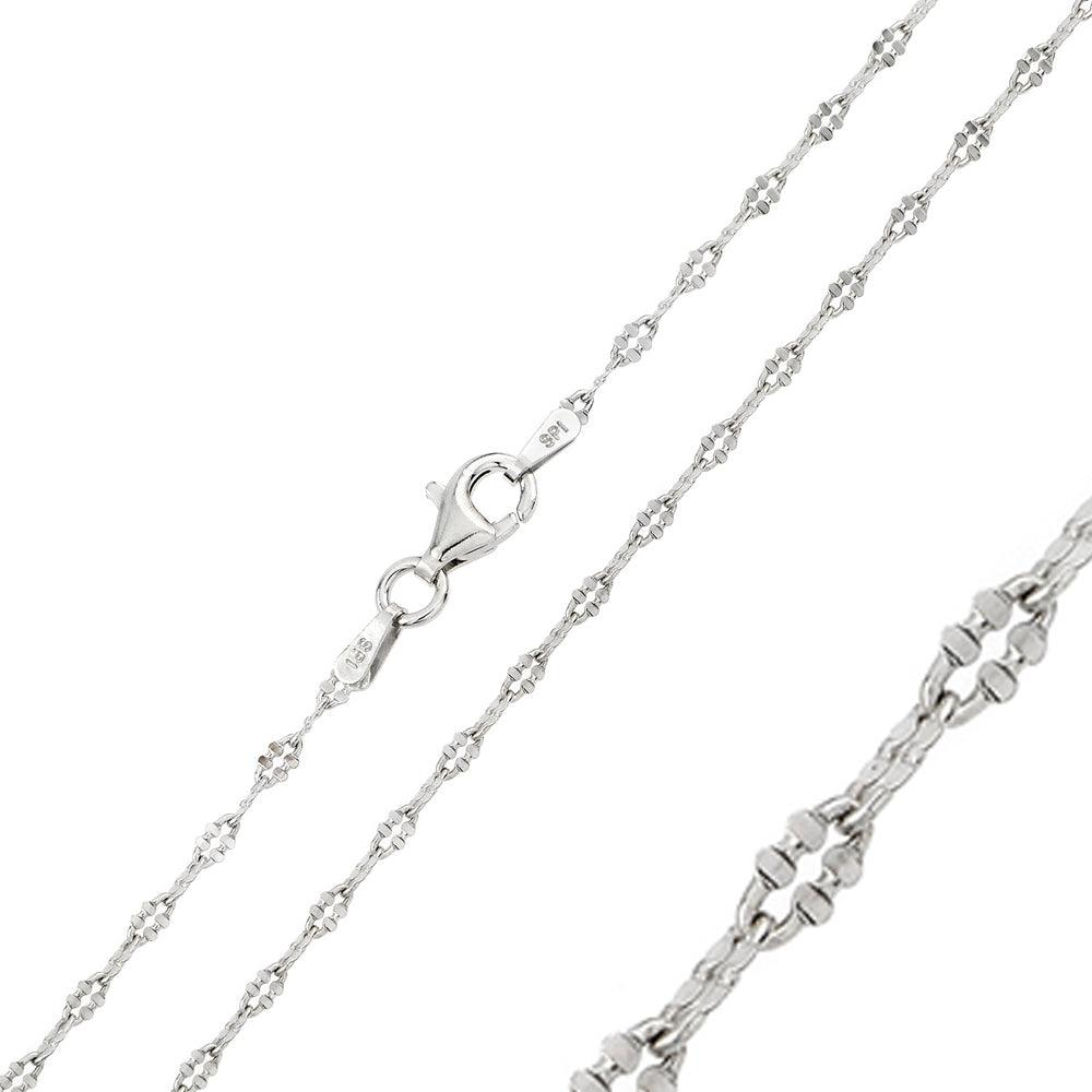 Silver 925 Rhodium Plated Diamond Cut Oval Link 030 Chain - CH116 RH