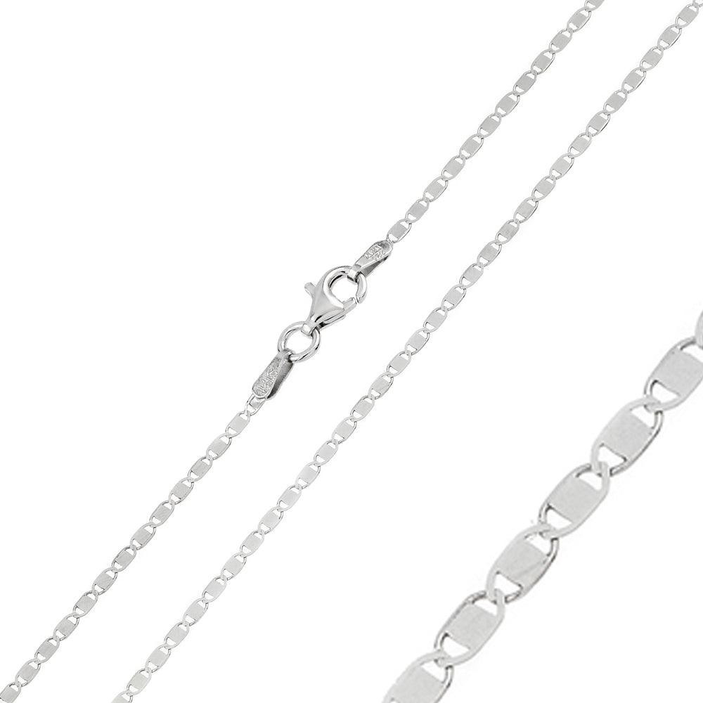 Silver 925 Rhodium Plated Oval Flat Confetti 025 Chain 1.6mm - CH126 RH