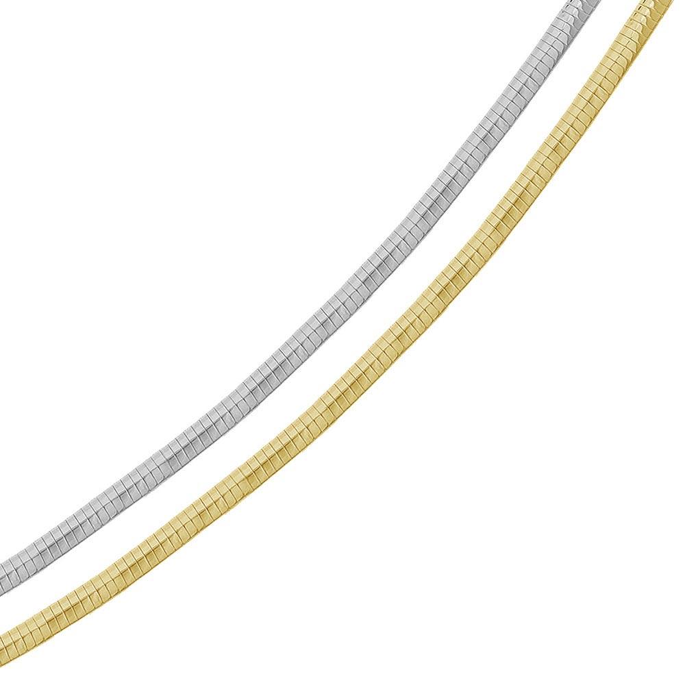 Multi Plated 925 Sterling Silver Reversible Flat Omega Chain 4mm - CH908 2T