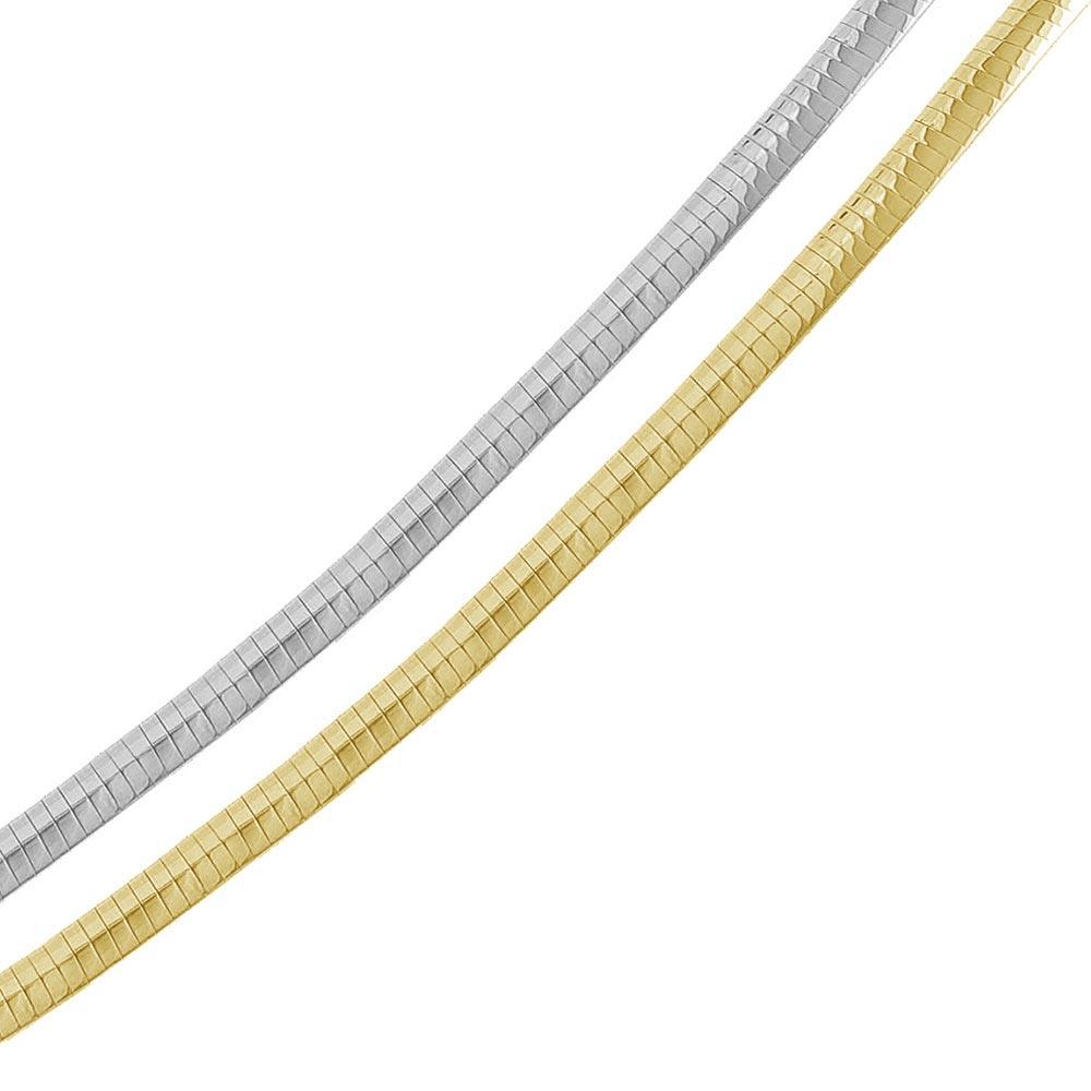 Multi Plated 925 Sterling Silver Reversible Flat Omega Chain 6mm - CH910 2T