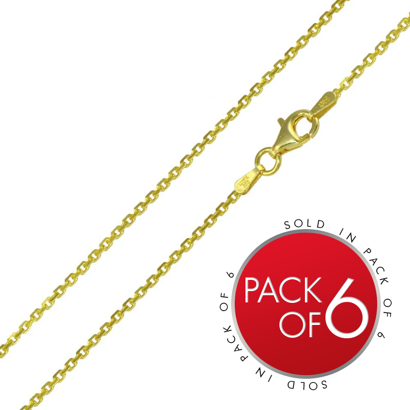 Gold Plated 925 Sterling Silver Diamond Cut Cable Rolo Chains 1.6mm - CH334 GP