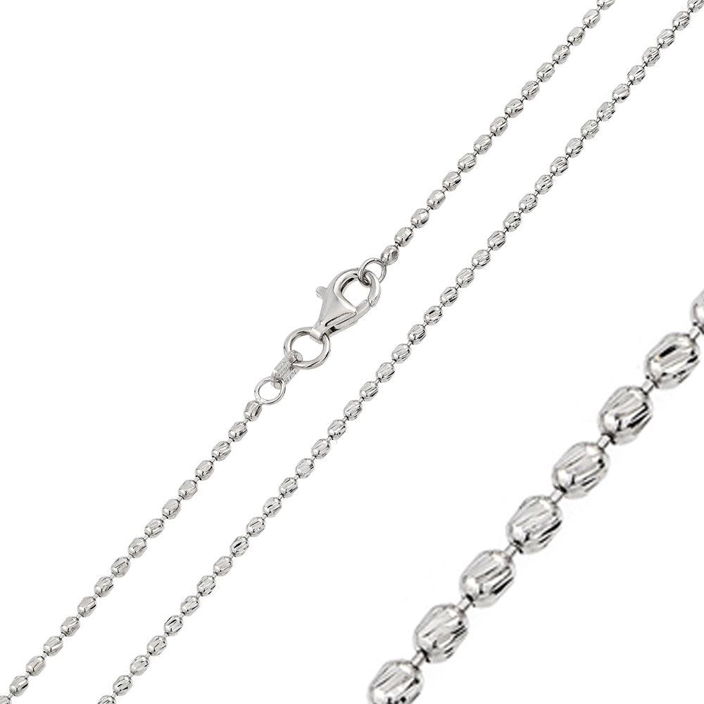 Rhodium Plated Slash Diamond Cut Design Bead 002 Chain 1.9mm - CH108 RH