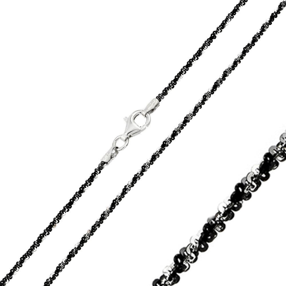 Silver 925 Black Rhodium Plated Roc B-W DC 025 Chain 1.8mm - CH251 BLK