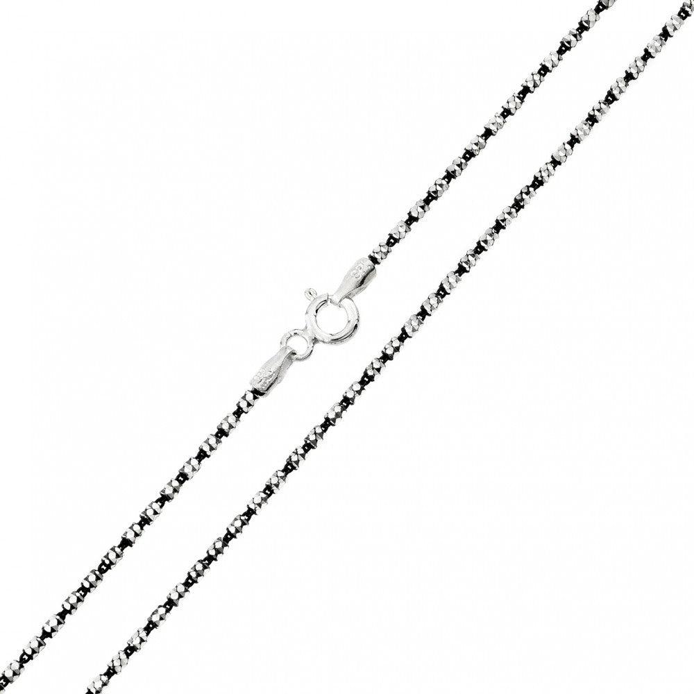 Silver 925 Black Rhodium Plated Tube 2 Brite FT B-W DC 030 Chain - CH249 BLK