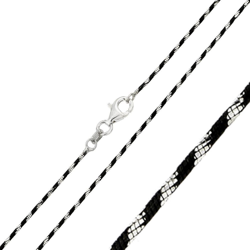 Silver 925 Black Rhodium Plated 8 Sided Snake B-W DC 020 Chain - CH247 BLK